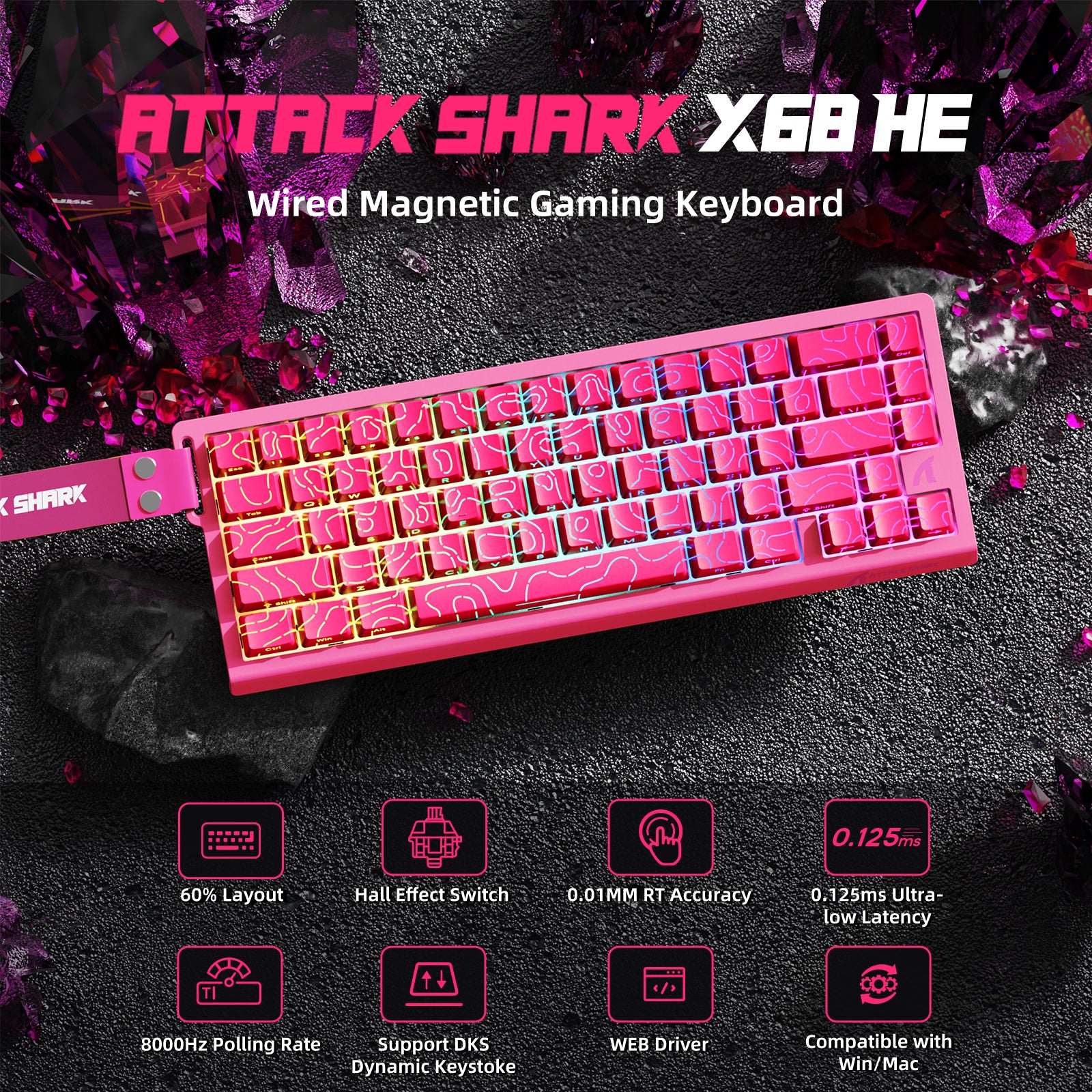 ATTACK SHARK X68HE Magnetic Keyboard With X3 Gaming Mouse Set