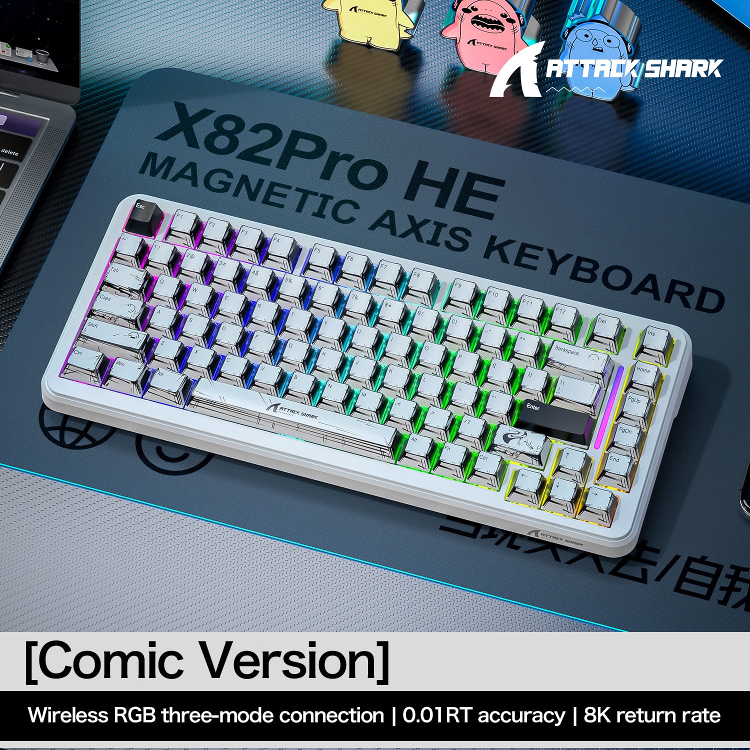 ATTACK SHARK X82PRO HE Magnetic Keyboard With C01Ultra RGB Coiled Cable