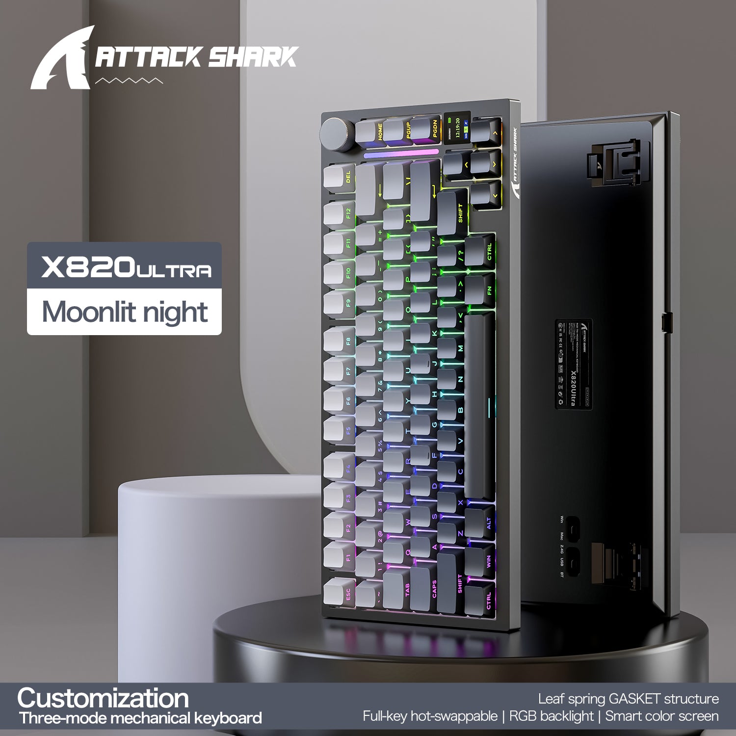 ATTACK SHARK X820ULTRA Mechanical Keyboard with C01ULTRA Coiled Cable