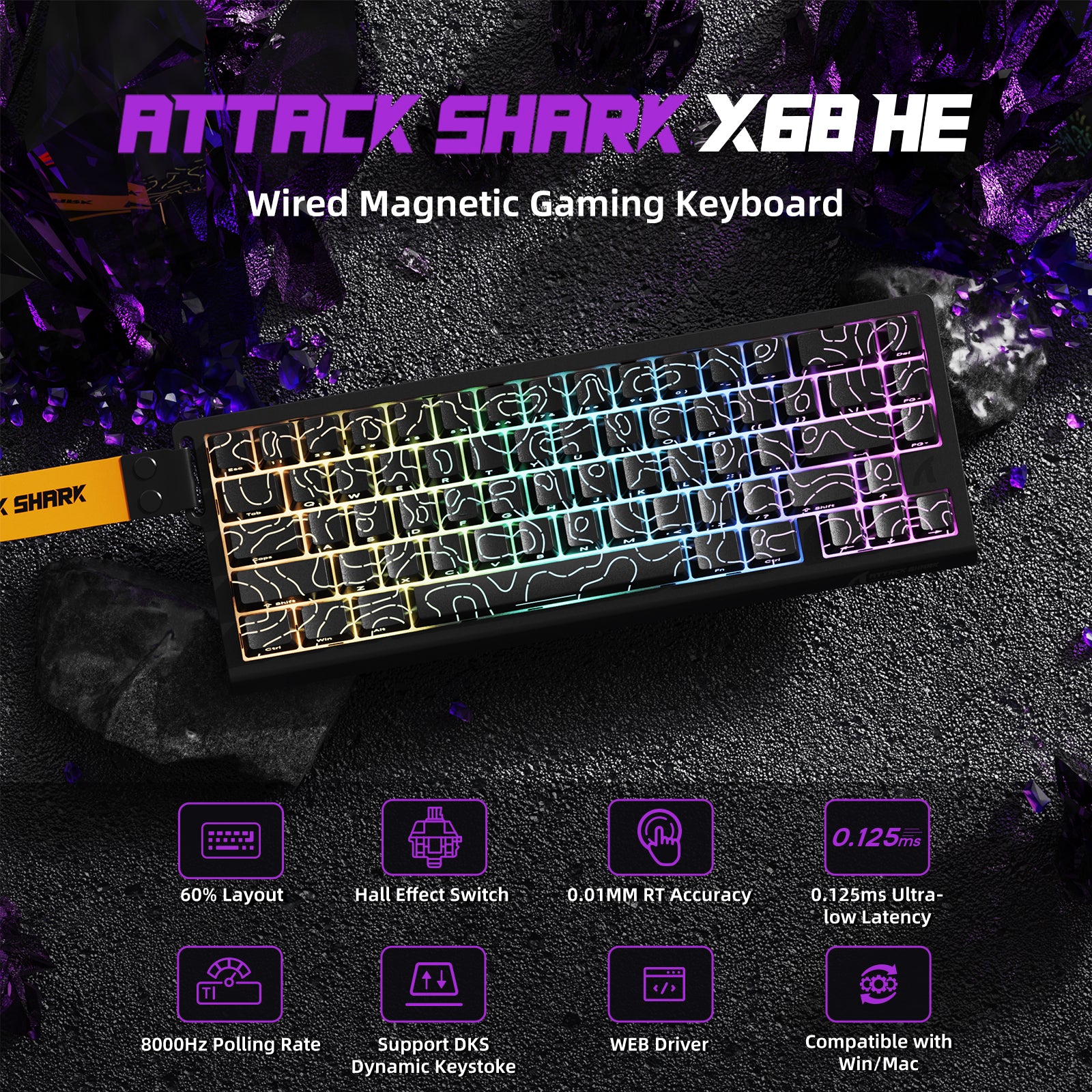 ATTACK SHARK X68HE Magnetic Keyboard With X3 Gaming Mouse Set