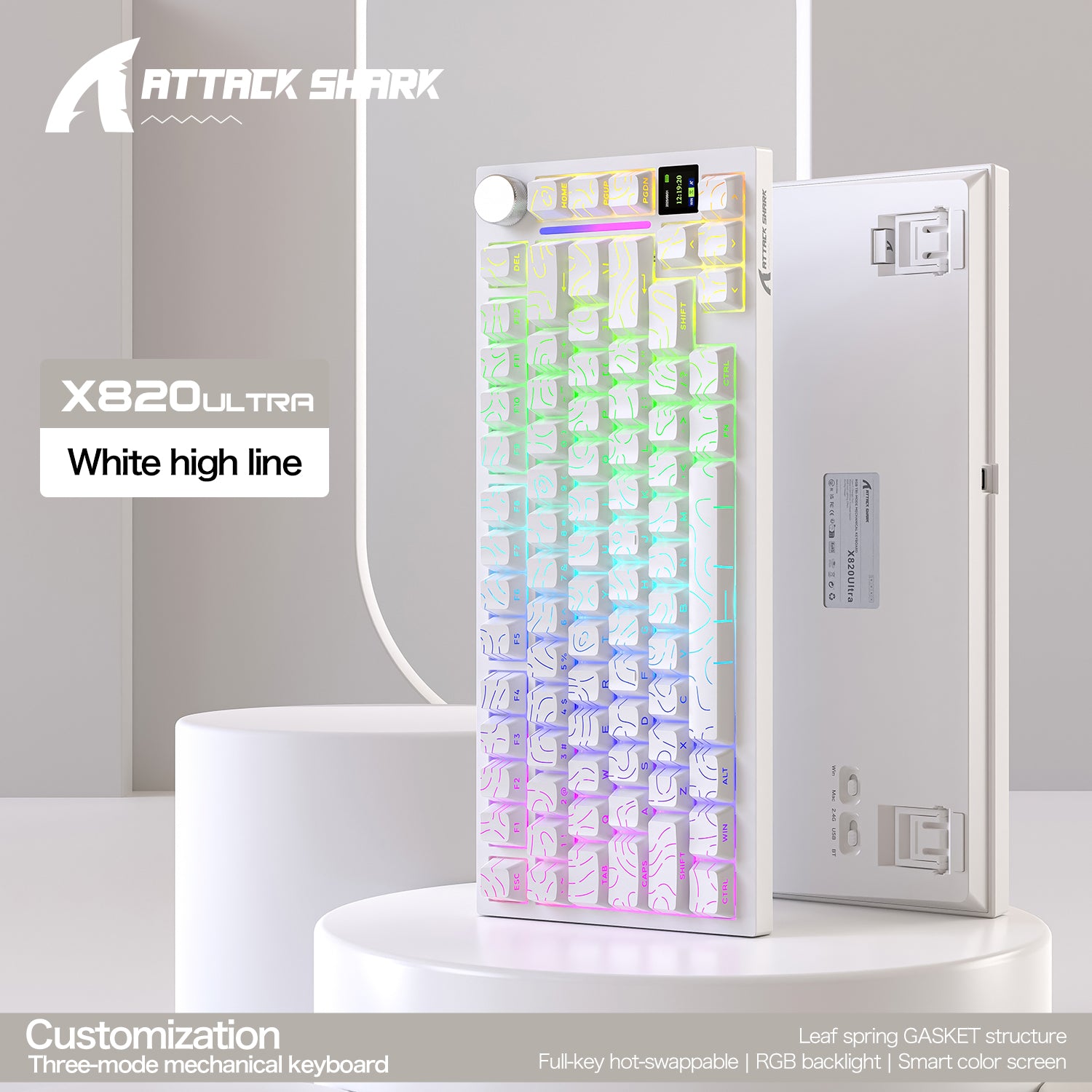 ATTACK SHARK X820ULTRA Mechanical Keyboard with C01ULTRA Coiled Cable