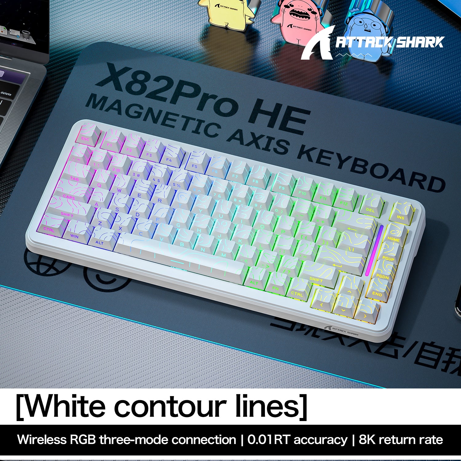ATTACK SHARK X82PRO HE Magnetic Keyboard With C01Ultra RGB Coiled Cable