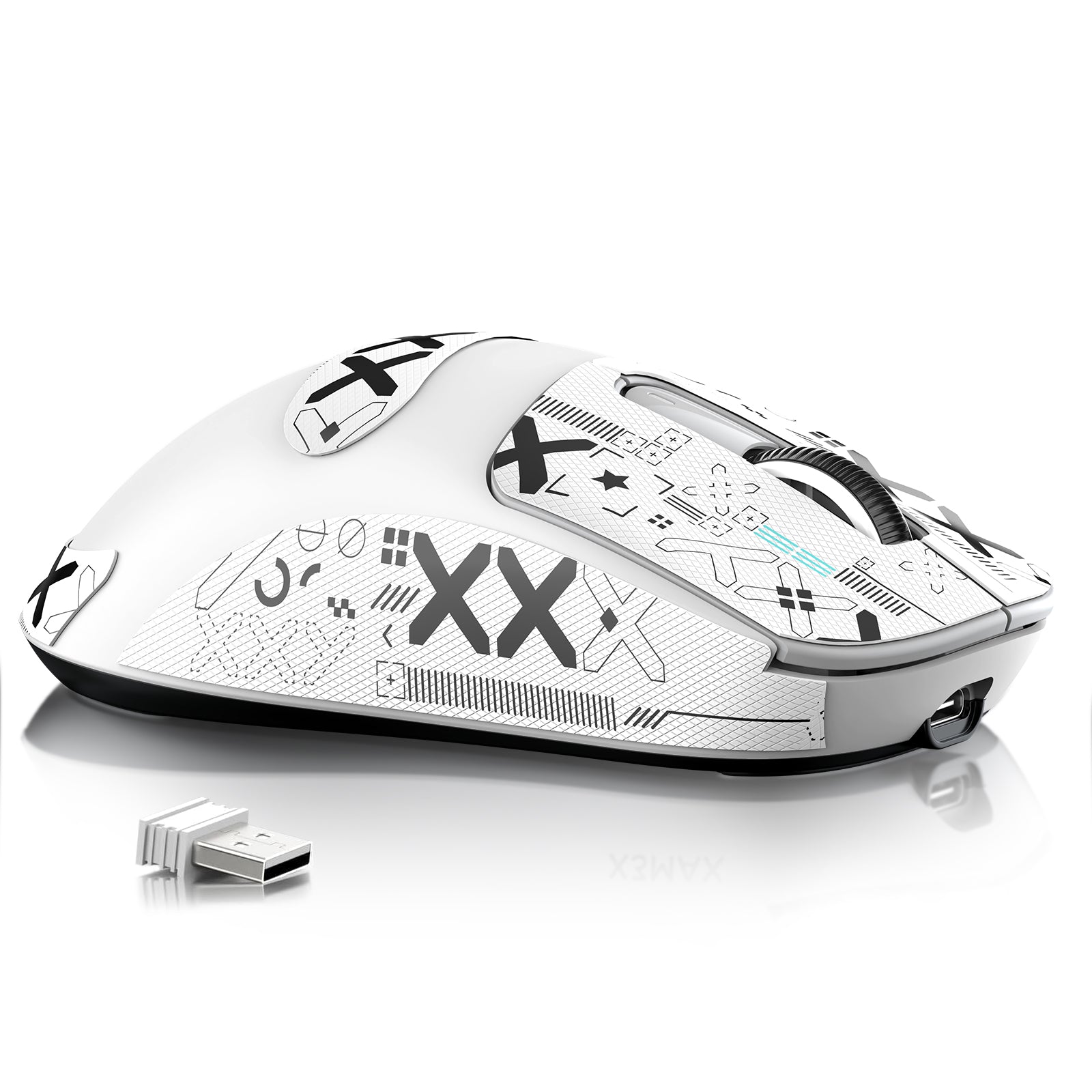 Attack Shark X3MAX white wireless gaming mouse with USB receiver and stylish design.