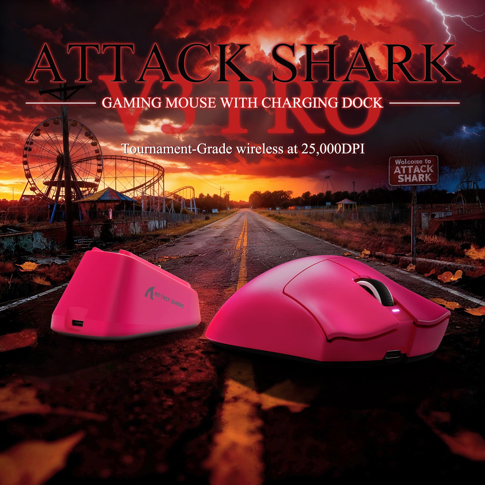 ATTACK SHARK V3PRO Ultra-Light Tri-Mode Gaming Mouse with Charging Dock
