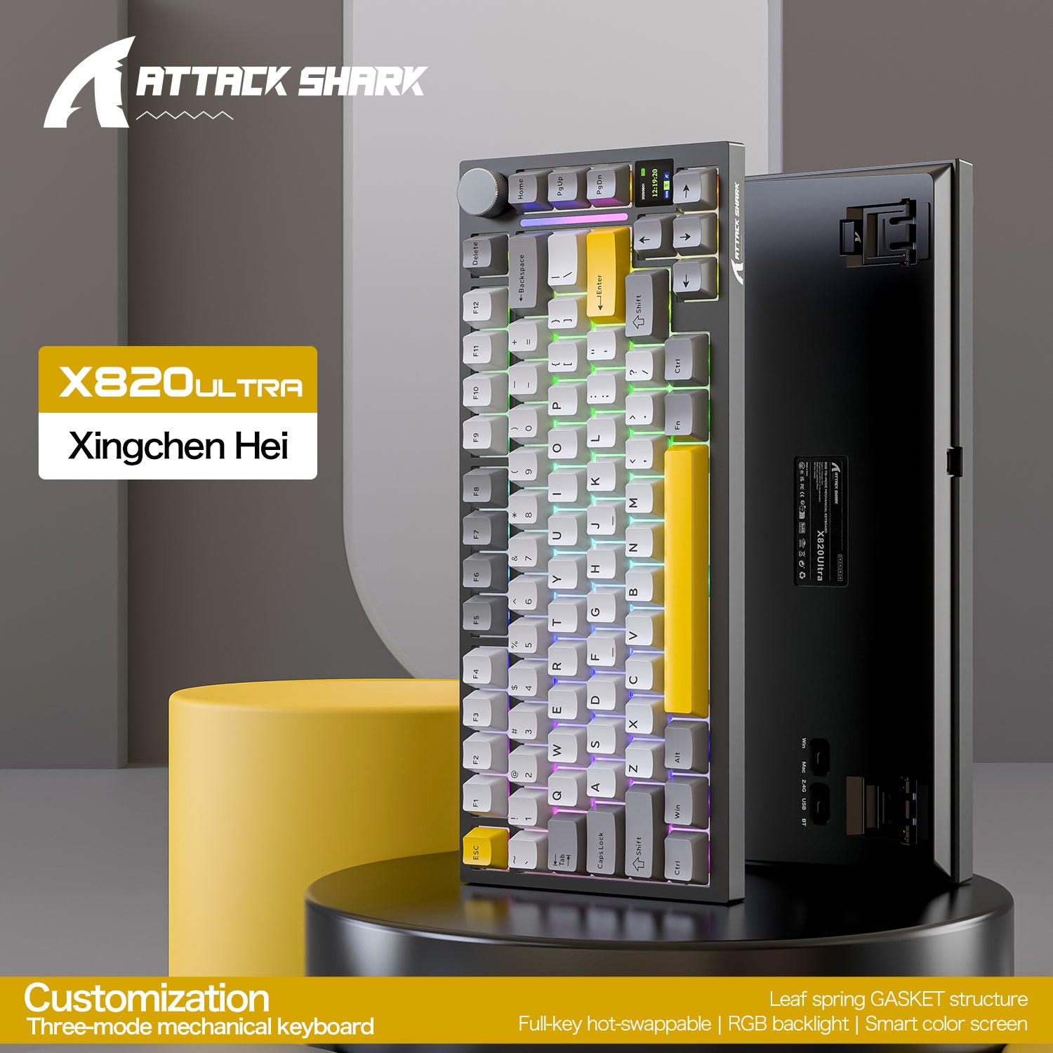 ATTACK SHARK X820ULTRA Mechanical Keyboard with C01ULTRA Coiled Cable