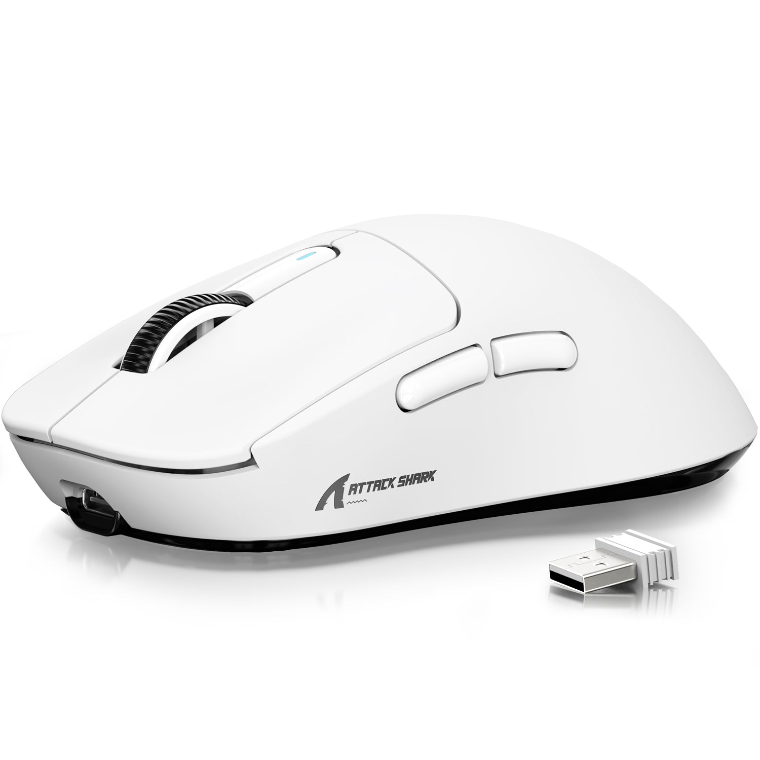 Attack Shark X3 wireless gaming mouse in white with USB receiver