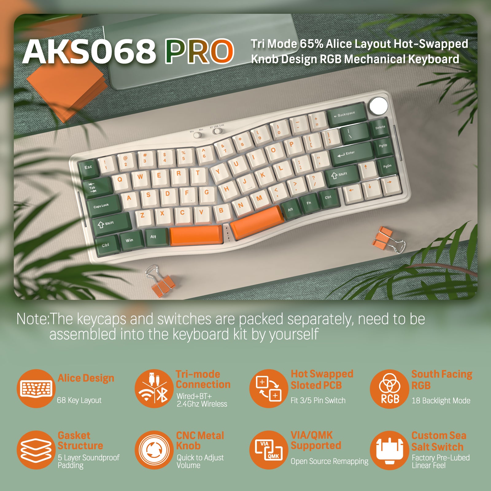 ATTACK SHARK x AJAZZ AKS068 PRO Alice Wireless Mechanical Keyboard