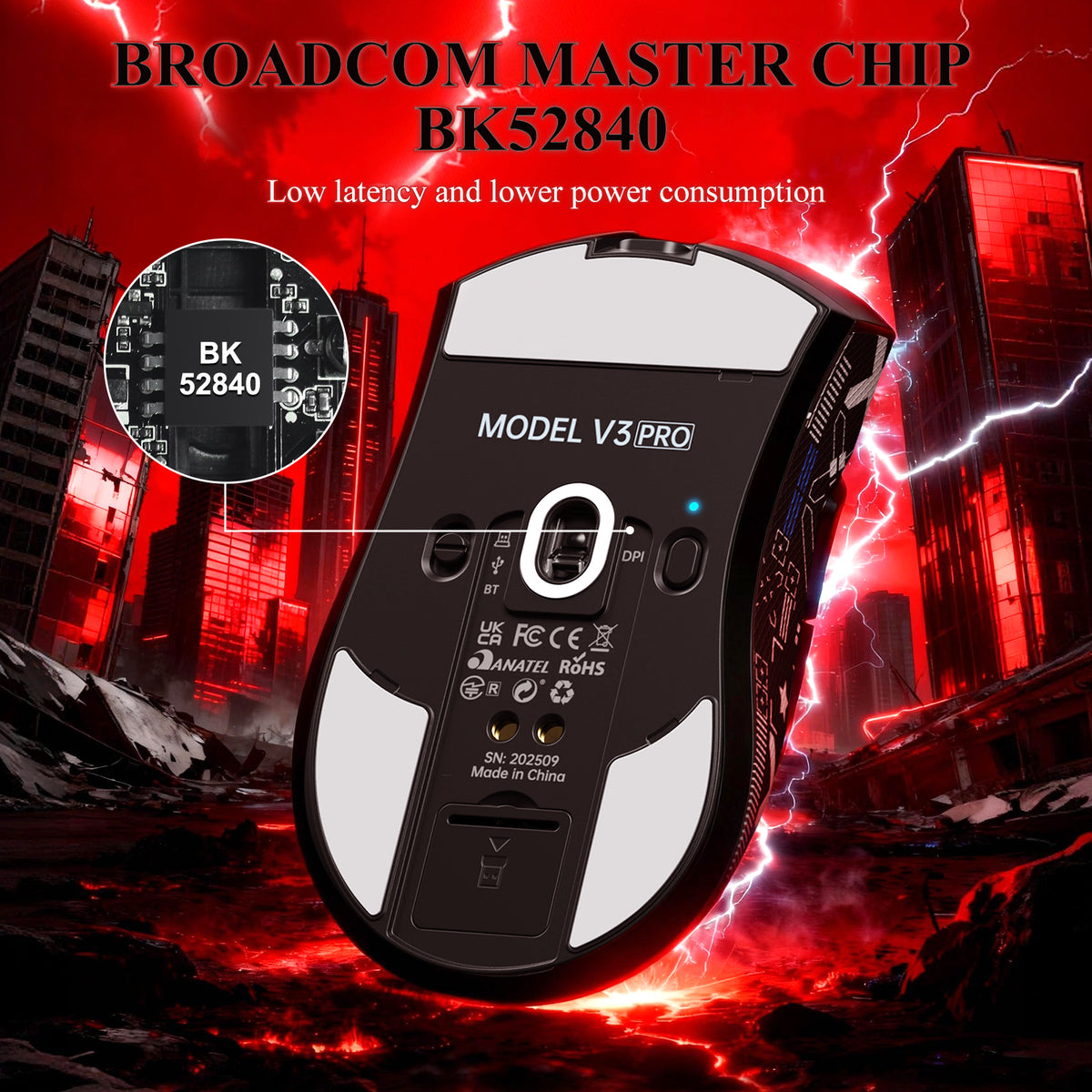 ATTACK SHARK V3 PRO Ultra-Light Tri-Mode Gaming Mouse with Charging Dock