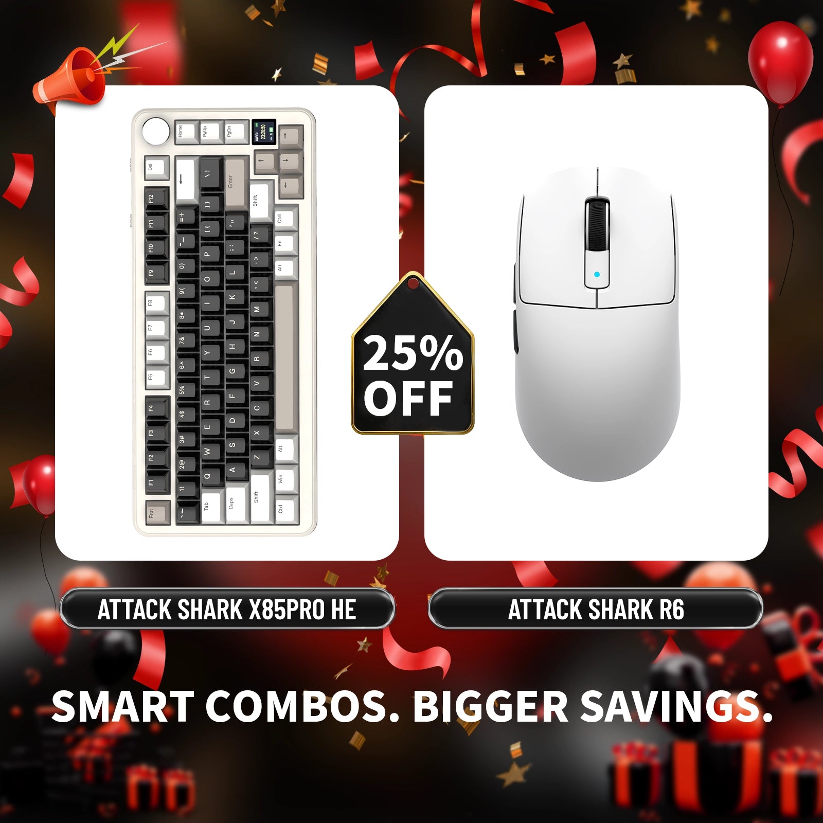 ATTACK SHARK X85PRO Tri-mode Gasket Mechanical Keyboard + R6 Wireless Gaming Mouse Bundle