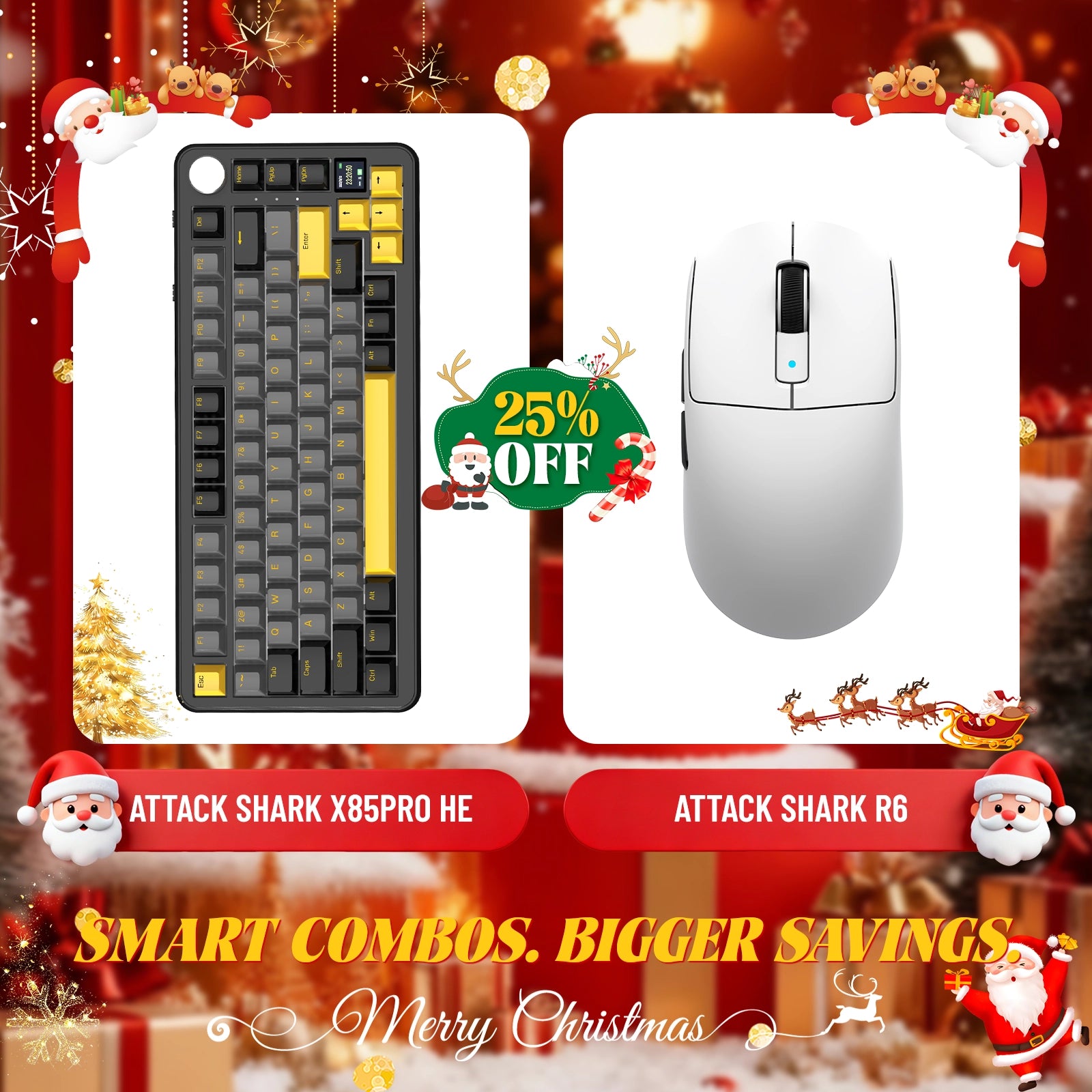 ATTACK SHARK X85PRO Tri-mode Gasket Mechanical Keyboard + R6 Wireless Gaming Mouse Bundle