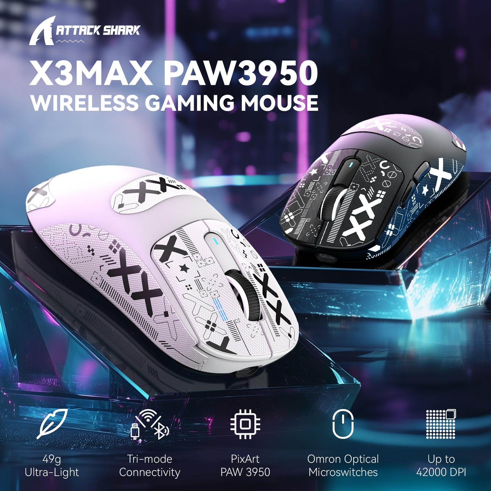 ATTACK SHARK X3MAX PAW3950 Wireless Gaming Mouse