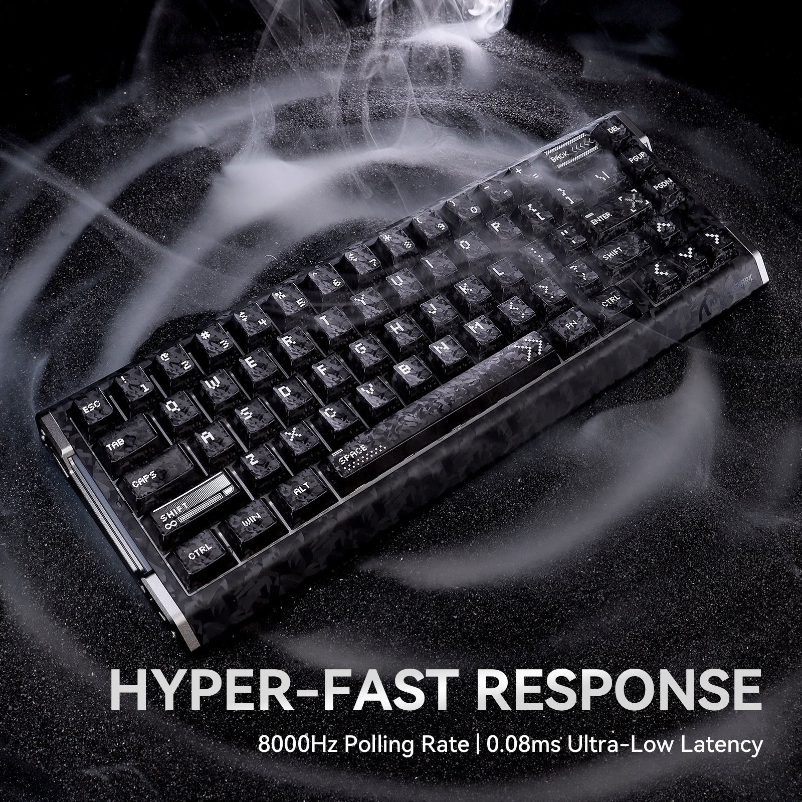 ATTACK SHARK R68 HE 60% carbon fiber keyboard, HYPER-FAST RESPONSE, 8000Hz polling, 0.08ms latency.
