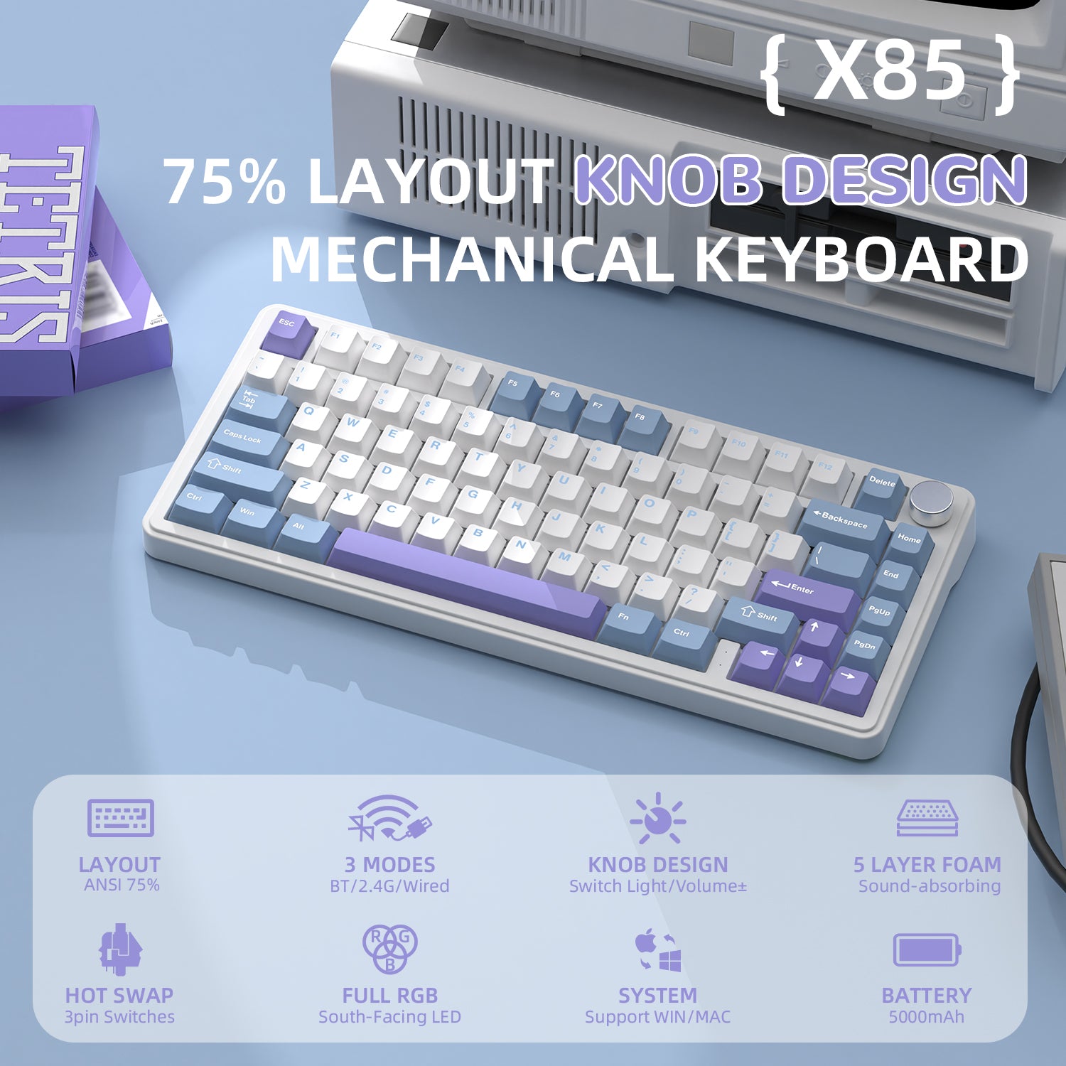 ATTACK SHARK X85 Wireless Mechanical Keyboard