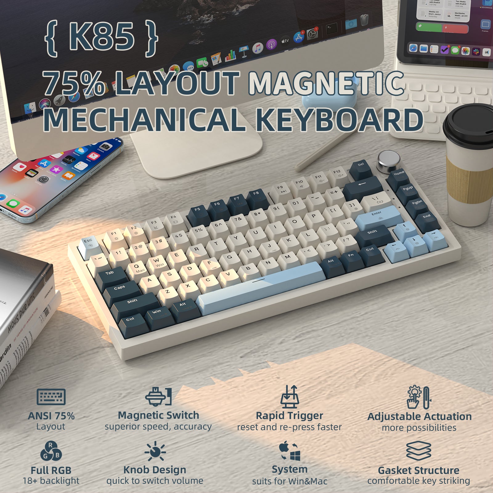 ATTACK SHARK K85 Rapid Trigger Keyboard Magnetic Switch