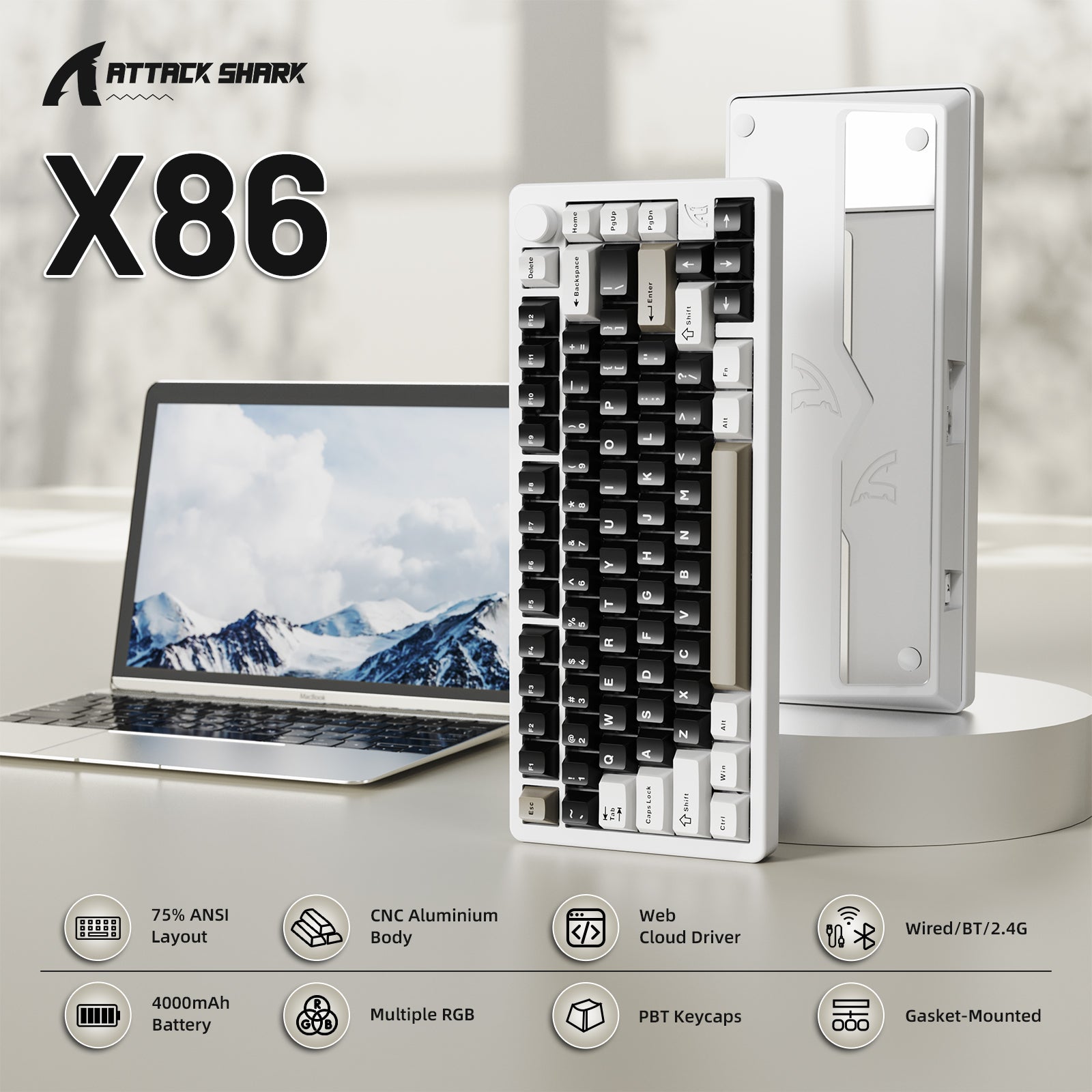 Clavier entièrement en aluminium ATTACK SHARK X86