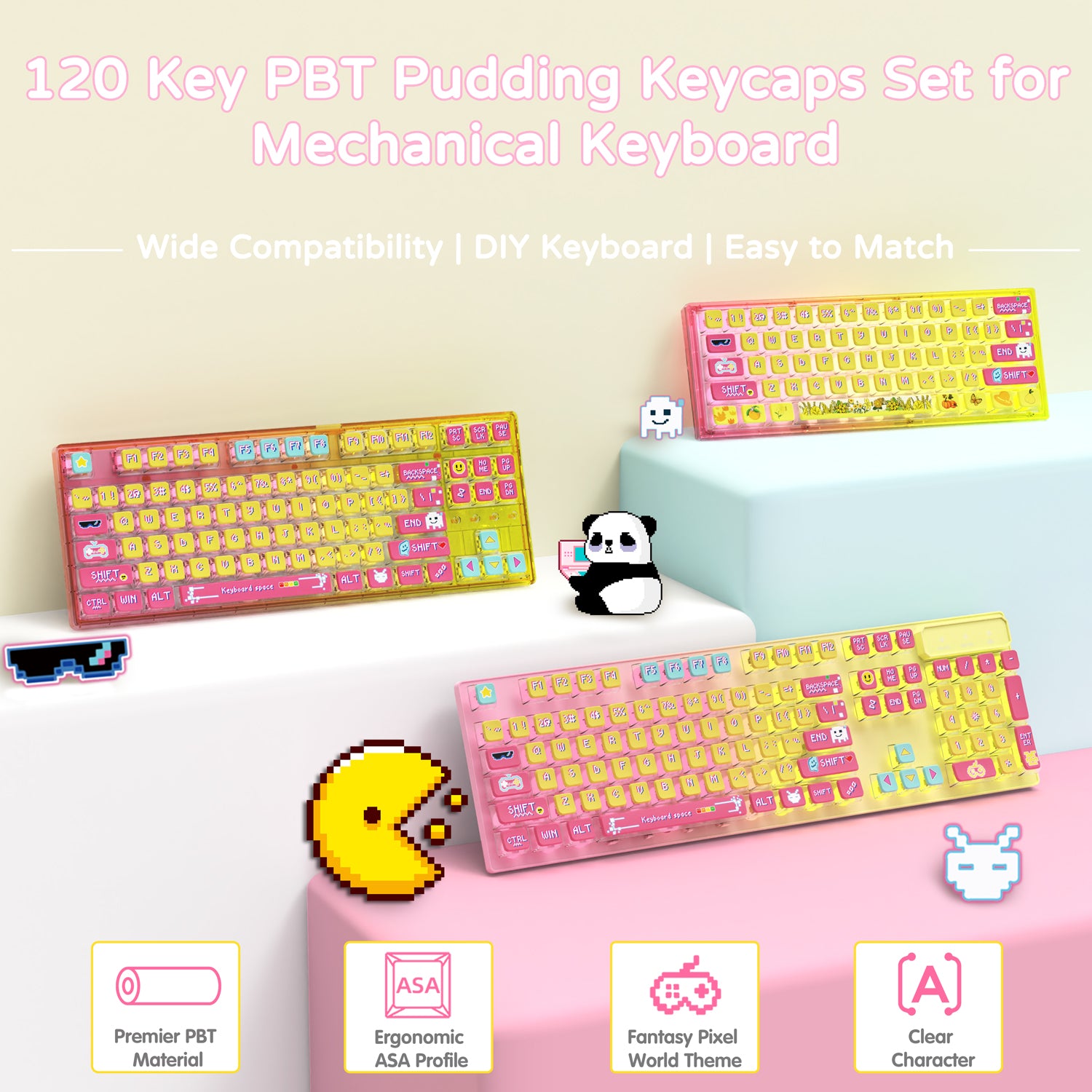 ATTACK SHARK 120 Keys PBT Dye-Sublimation Pudding Keycaps Set