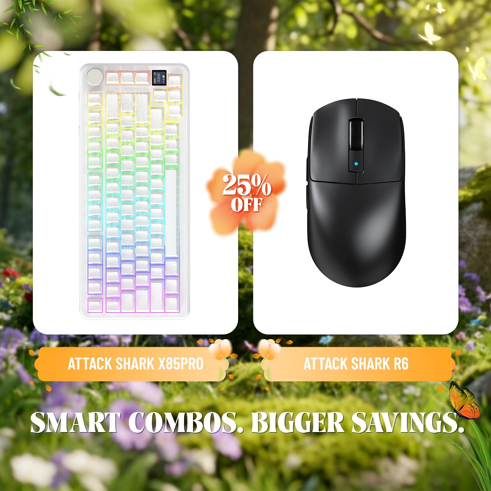 ATTACK SHARK X85PRO Tri-mode Gasket Mechanical Keyboard + R6 Wireless Gaming Mouse Bundle