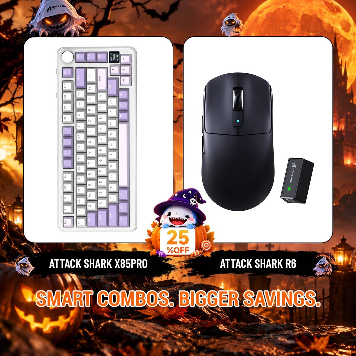 ATTACK SHARK X85 PRO Tri-mode Gasket Mechanical Keyboard + R6 Wireless Gaming Mouse Bundle