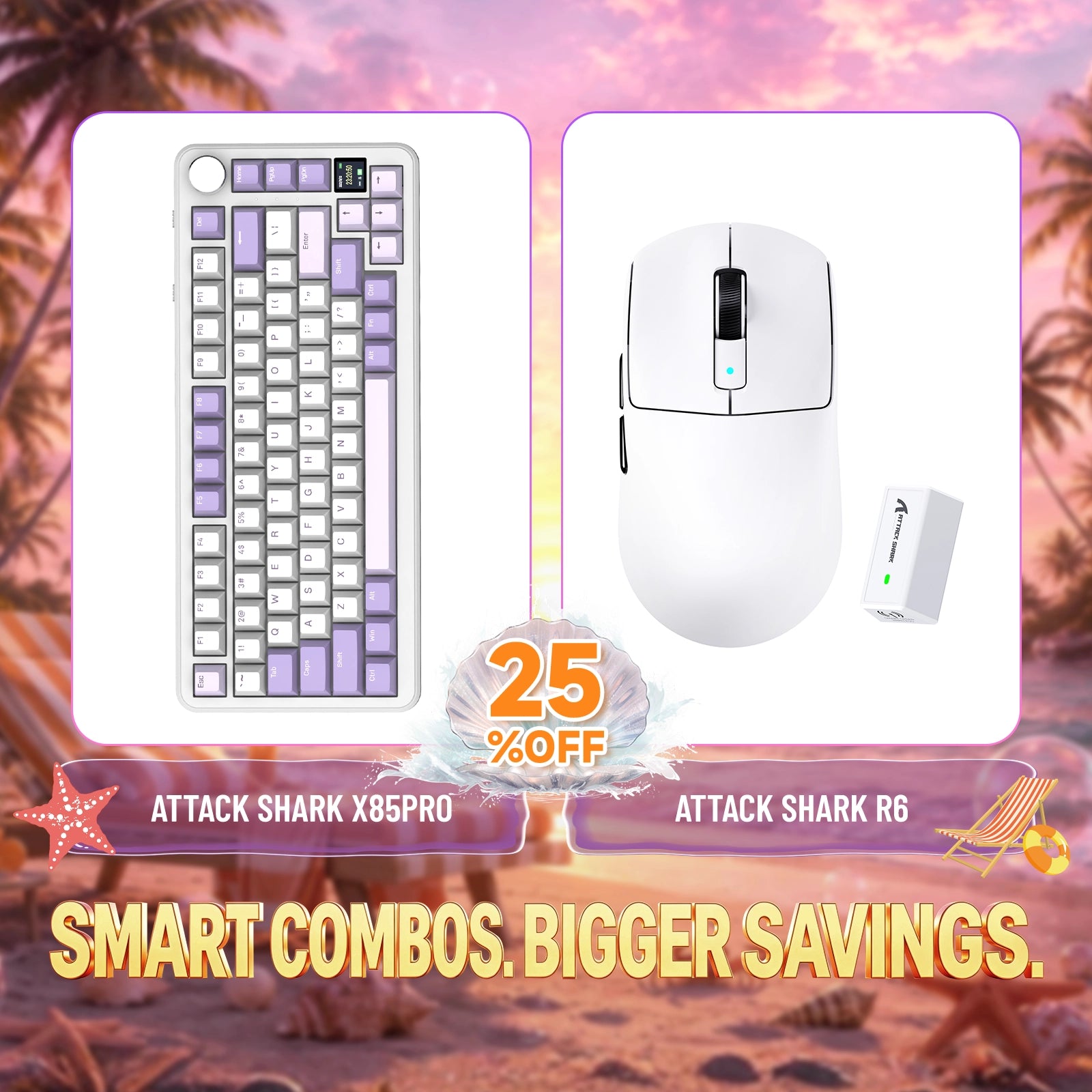 ATTACK SHARK X85PRO Tri-mode Gasket Mechanical Keyboard + R6 Wireless Gaming Mouse Bundle