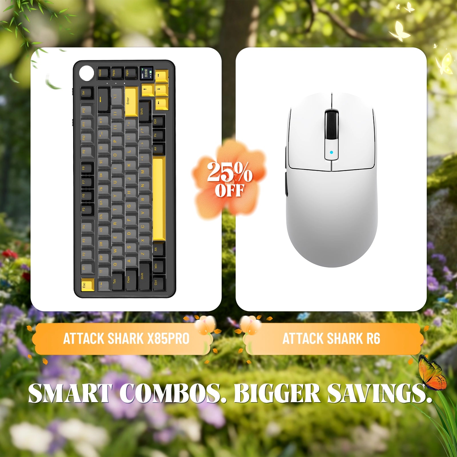 ATTACK SHARK X85PRO Tri-mode Gasket Mechanical Keyboard + R6 Wireless Gaming Mouse Bundle