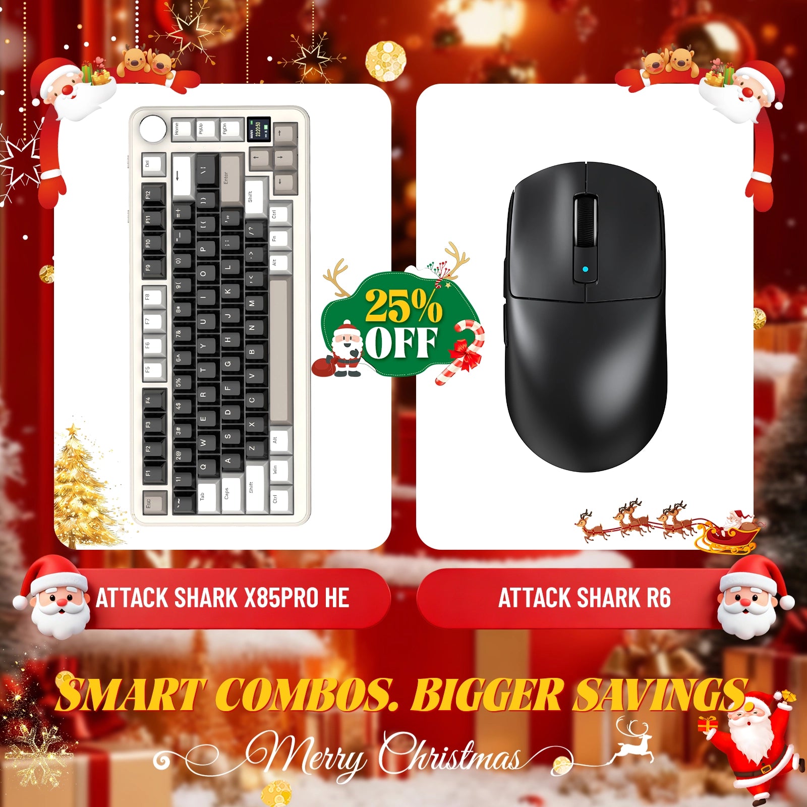 ATTACK SHARK X85PRO Tri-mode Gasket Mechanical Keyboard + R6 Wireless Gaming Mouse Bundle