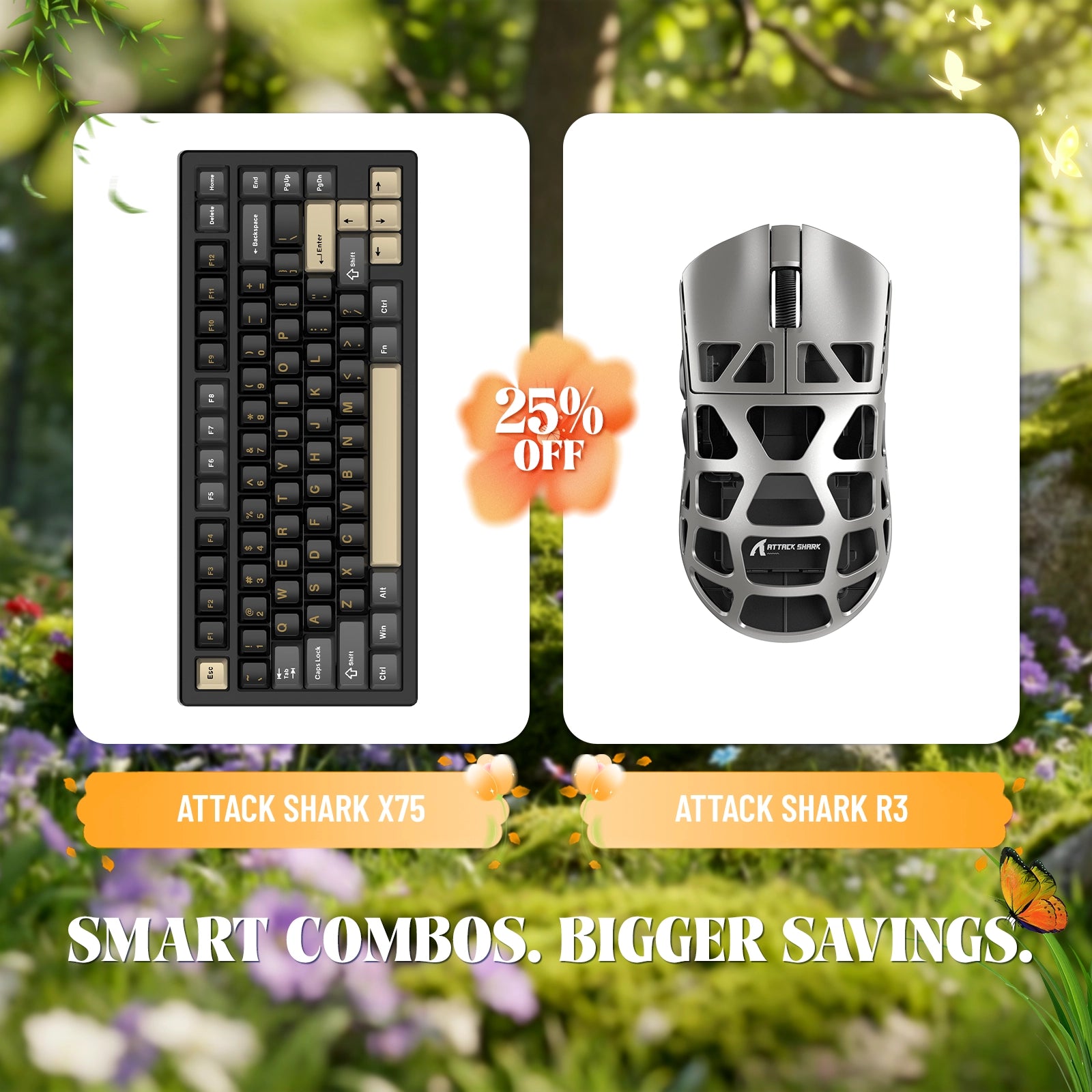 ATTACK SHARK X75 Full Aluminum Keyboard + R3 Magnesium Alloy Gaming Mouse Bundle