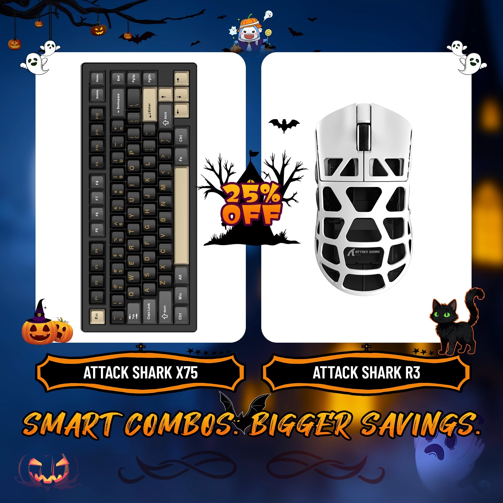 ATTACK SHARK X75 Full Aluminum Keyboard + R3 Magnesium Alloy Gaming Mouse Bundle