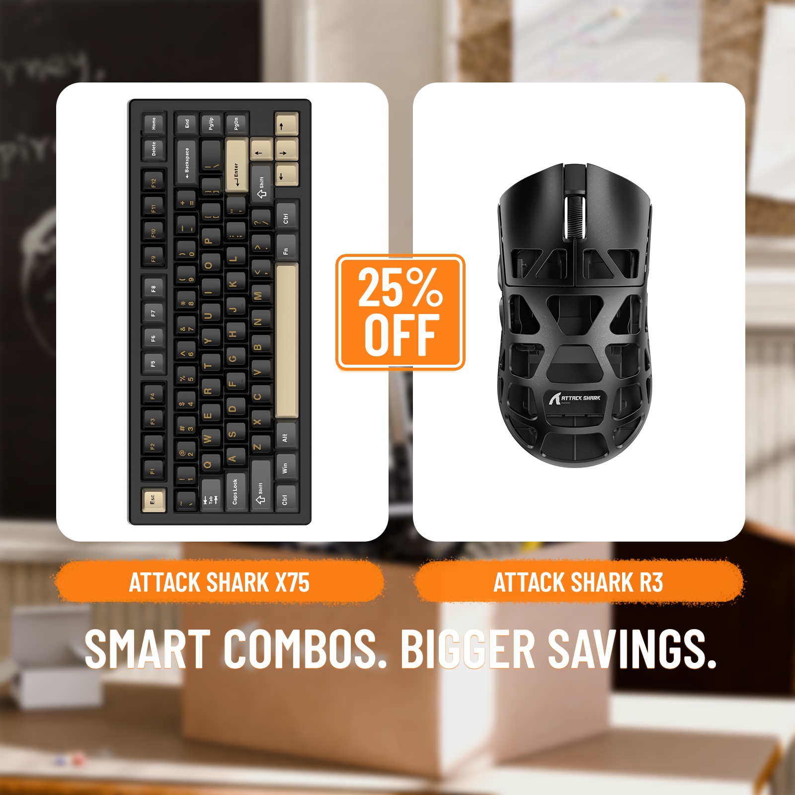 ATTACK SHARK X75 Full Aluminum Keyboard + R3 Magnesium Alloy Gaming Mouse Bundle
