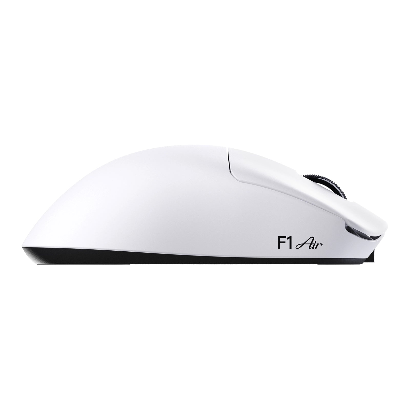 White ATTACK SHARK F1 Air lightweight wireless gaming mouse, side view