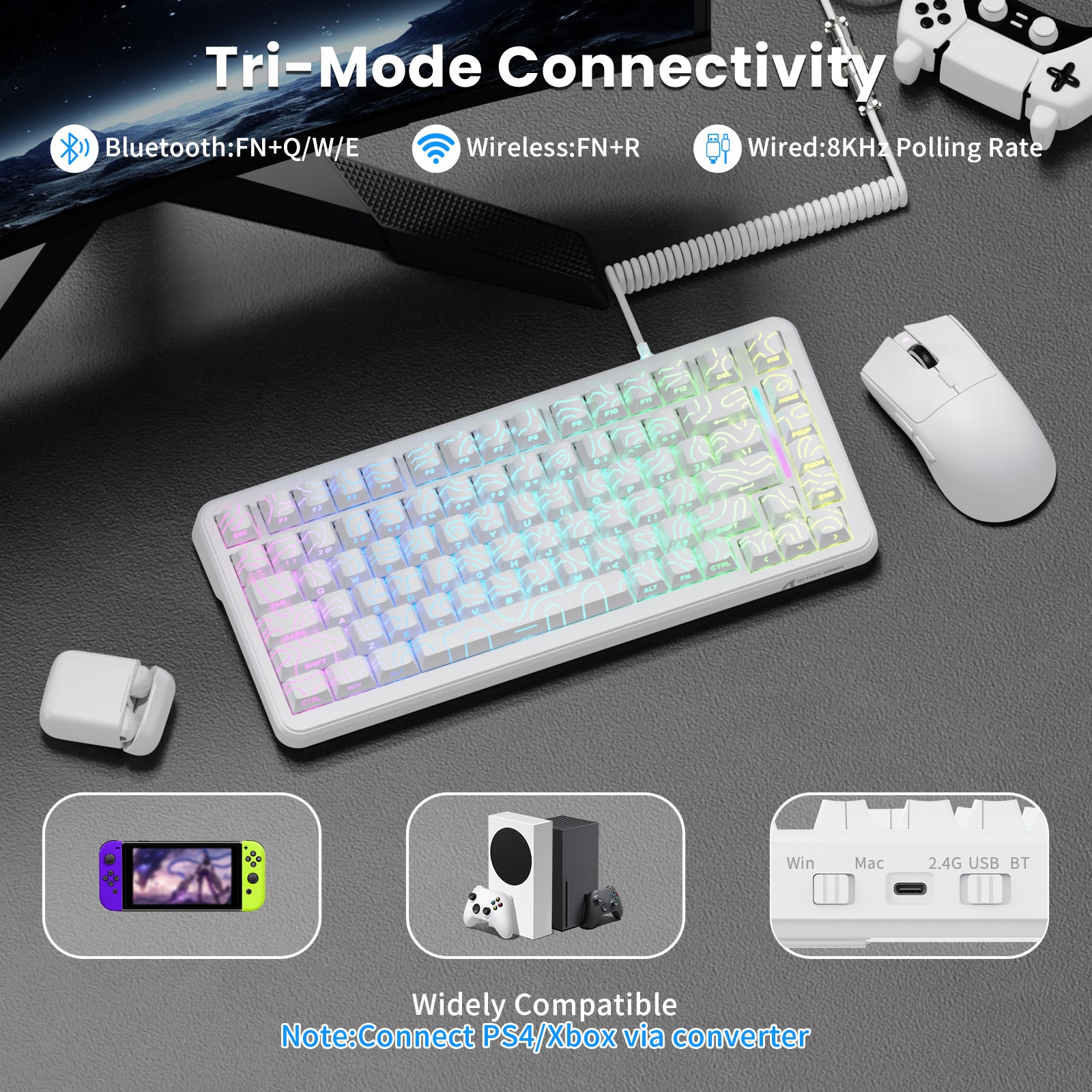 ATTACK SHARK X82PRO HE Magnetic Keyboard With C01Ultra RGB Coiled Cable