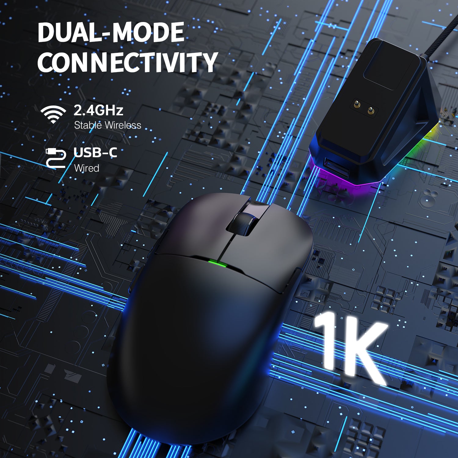 ATTACK SHARK x AJ159P Tri-mode Gaming Mouse with with Magnetic Charging Dock