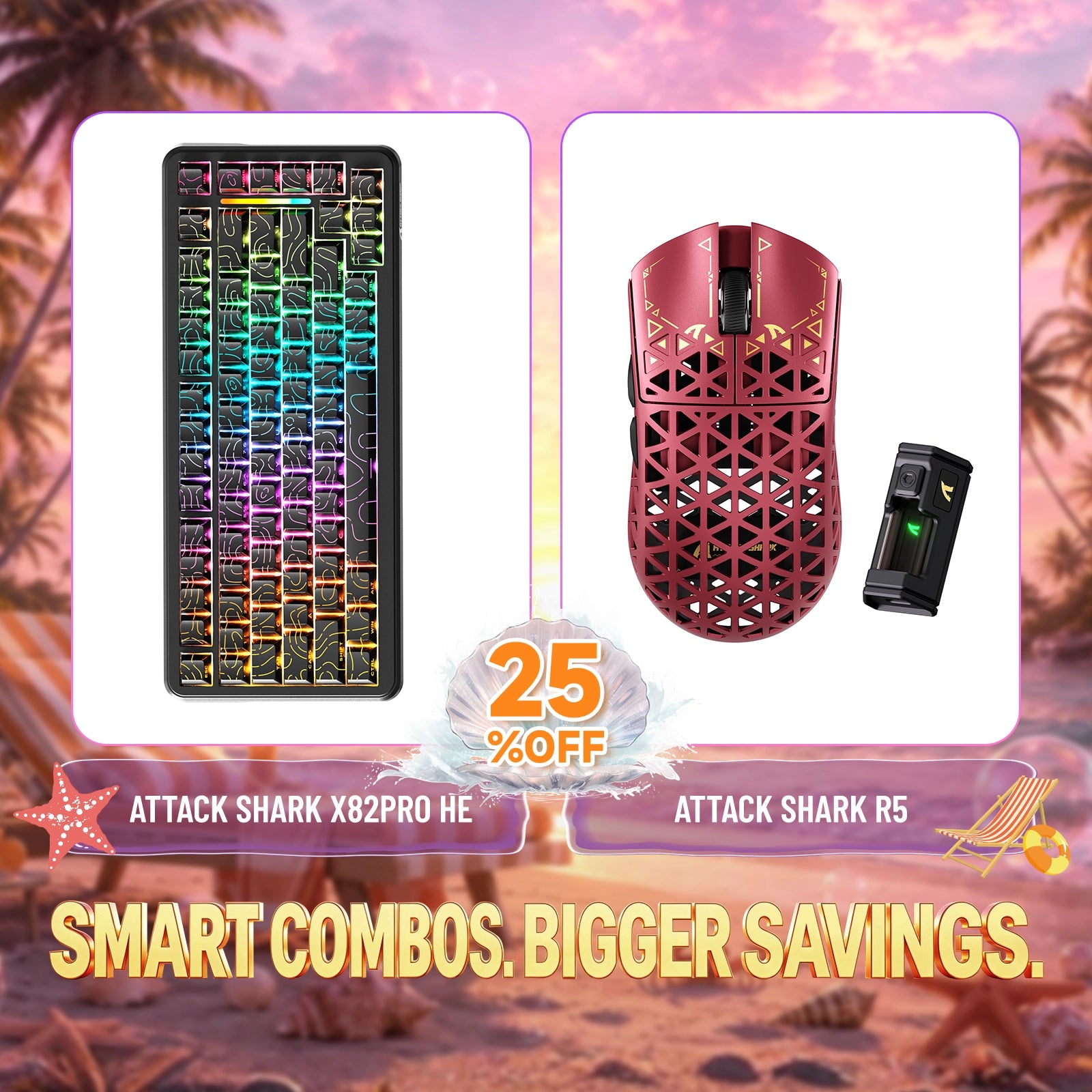 ATTACK SHARK X82PRO HE Rapid Trigger Keyboard + R5 Carbon Fiber Wireless Gaming Mouse Bundle