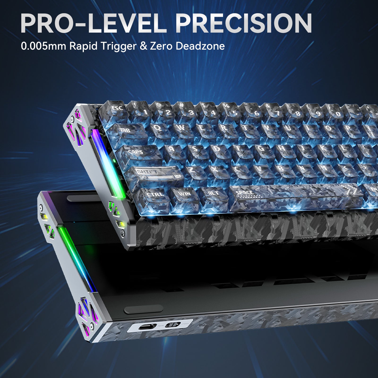 ATTACK SHARK R68 HE gaming keyboard: forged carbon fiber, rapid trigger precision.