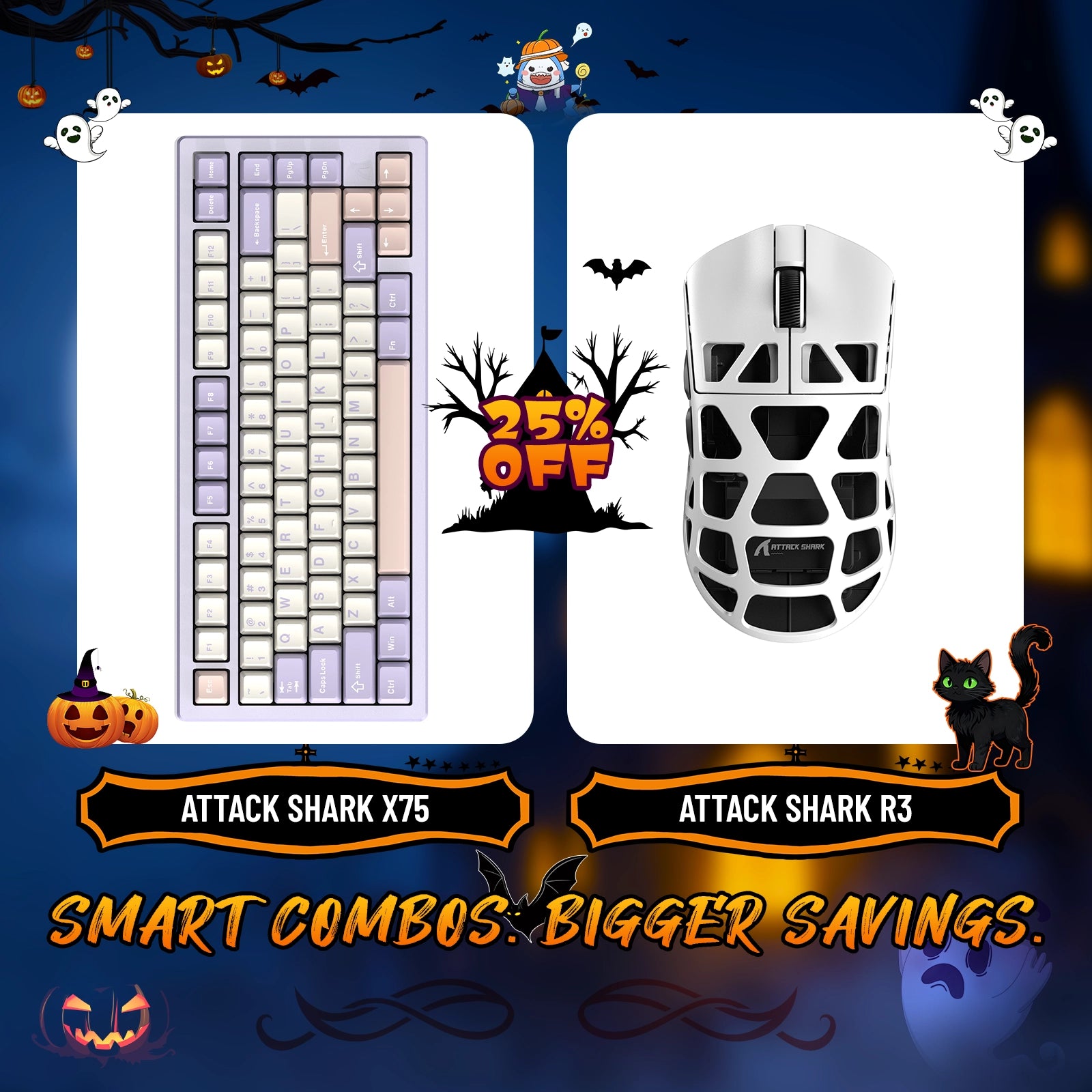 ATTACK SHARK X75 Full Aluminum Keyboard + R3 Magnesium Alloy Gaming Mouse Bundle