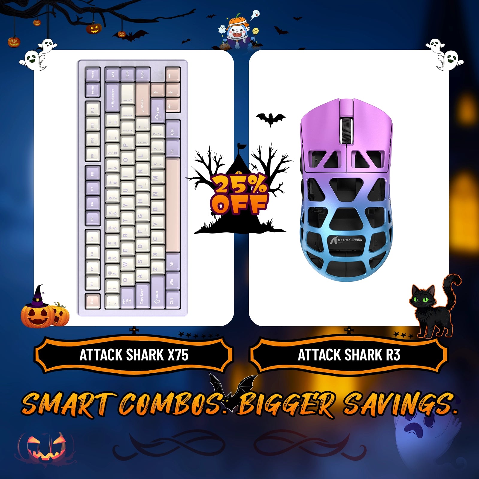 ATTACK SHARK X75 Full Aluminum Keyboard + R3 Magnesium Alloy Gaming Mouse Bundle