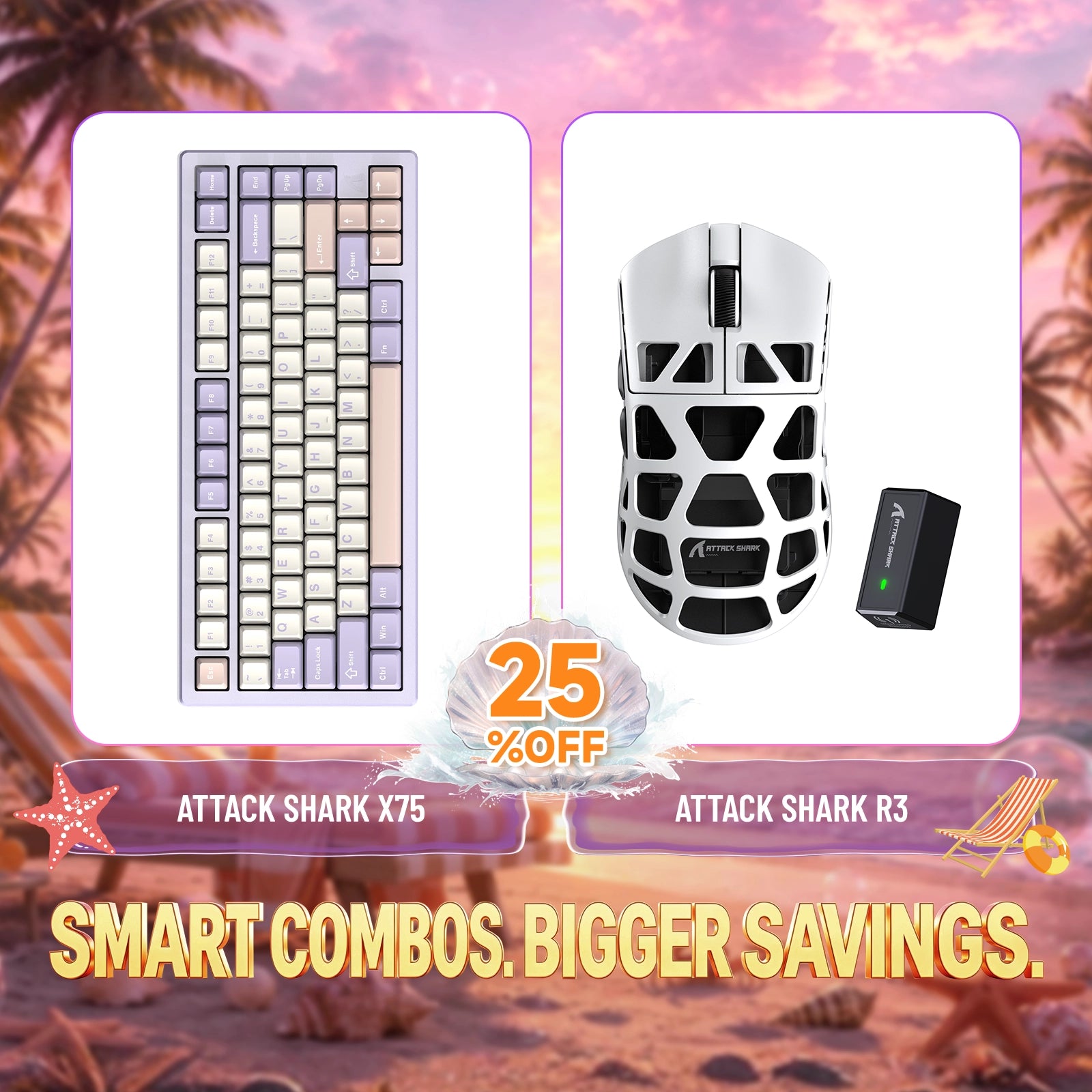 ATTACK SHARK X75 full aluminum keyboard and R3 magnesium alloy gaming mouse bundle, 25% off
