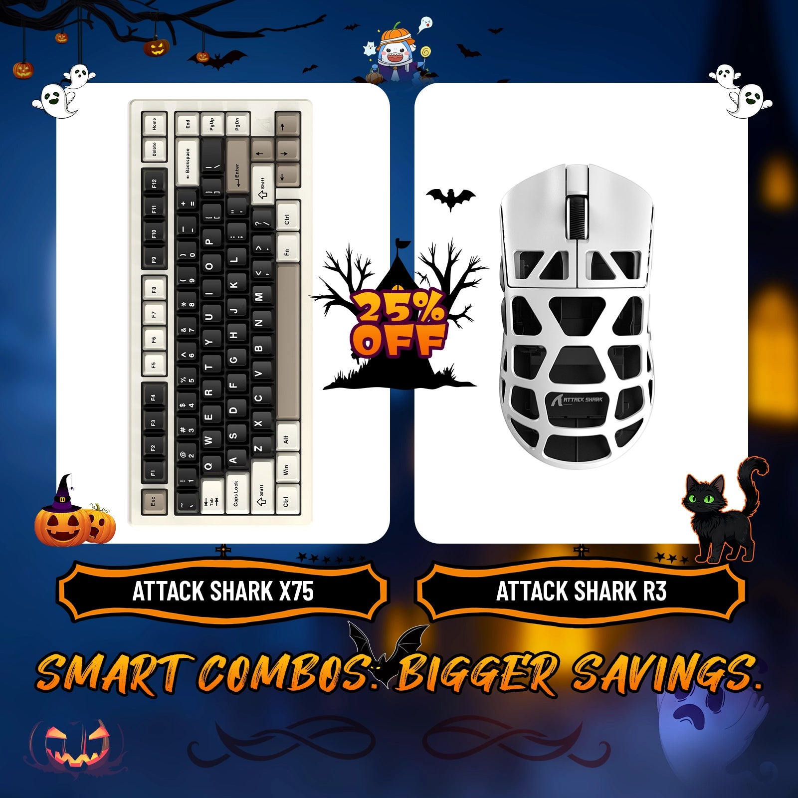 ATTACK SHARK X75 Full Aluminum Keyboard + R3 Magnesium Alloy Gaming Mouse Bundle