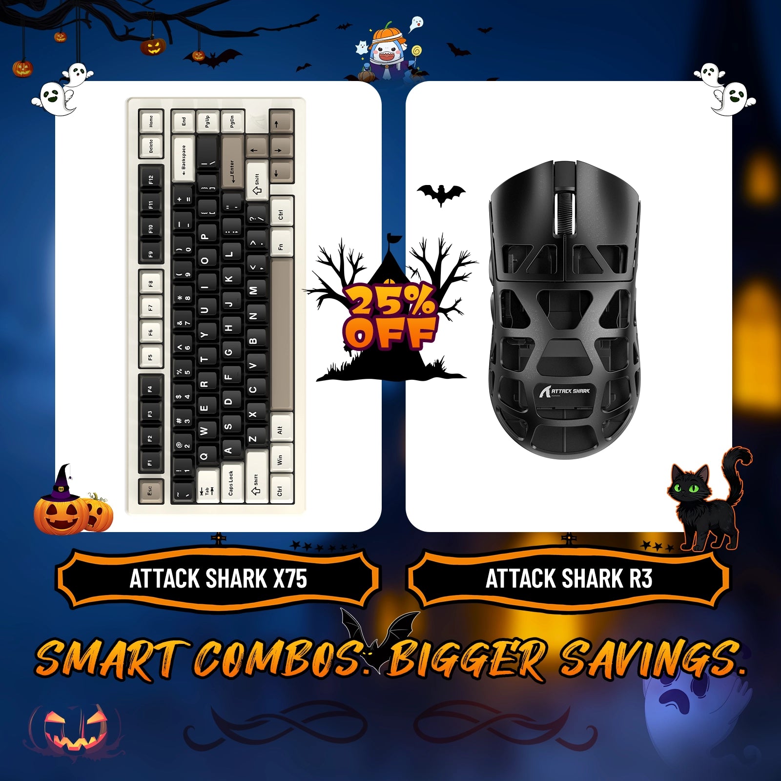 ATTACK SHARK X75 Full Aluminum Keyboard + R3 Magnesium Alloy Gaming Mouse Bundle