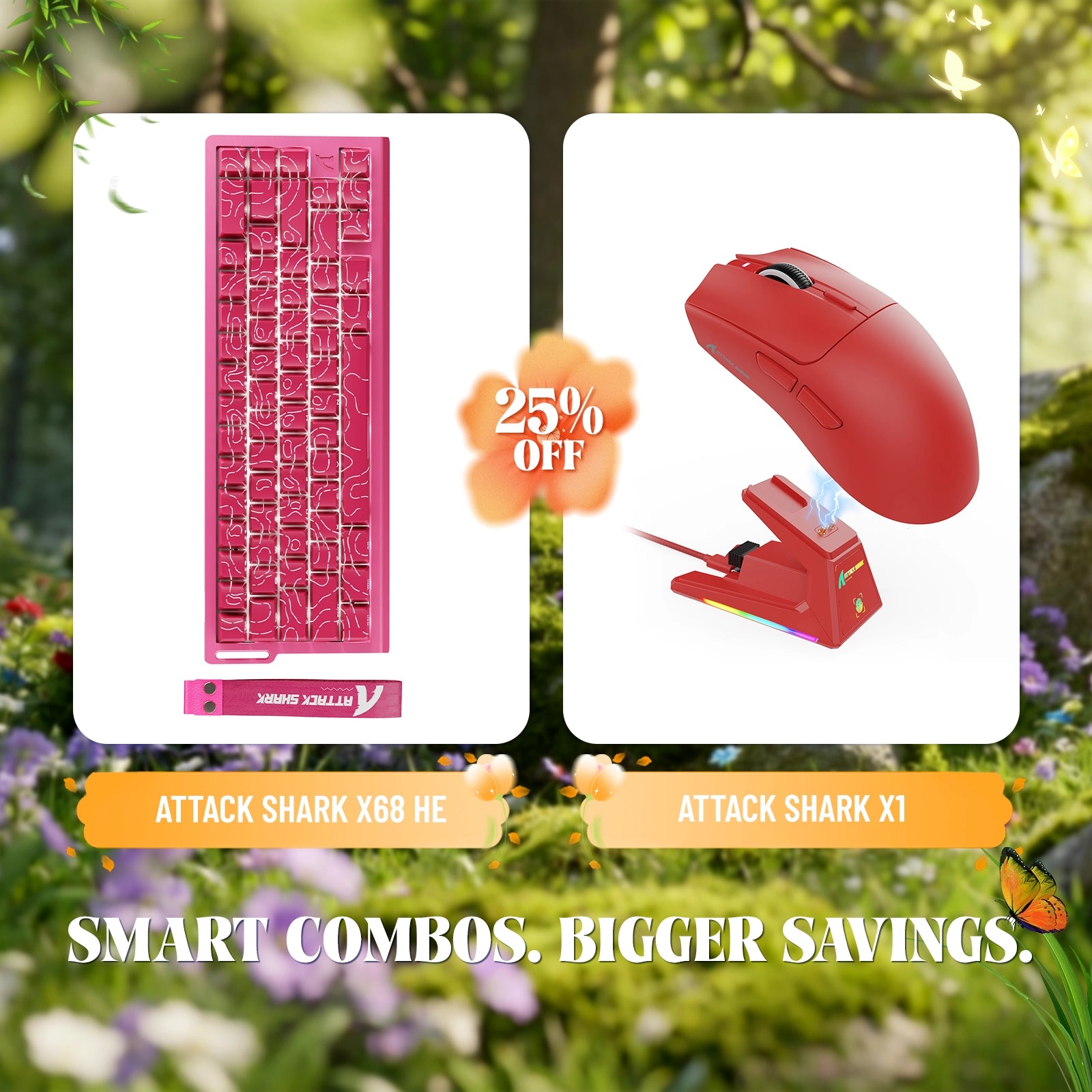 ATTACK SHARK X68HE Rapid Trigger Keyboard + X1 Wireless Gaming Mouse Bundle