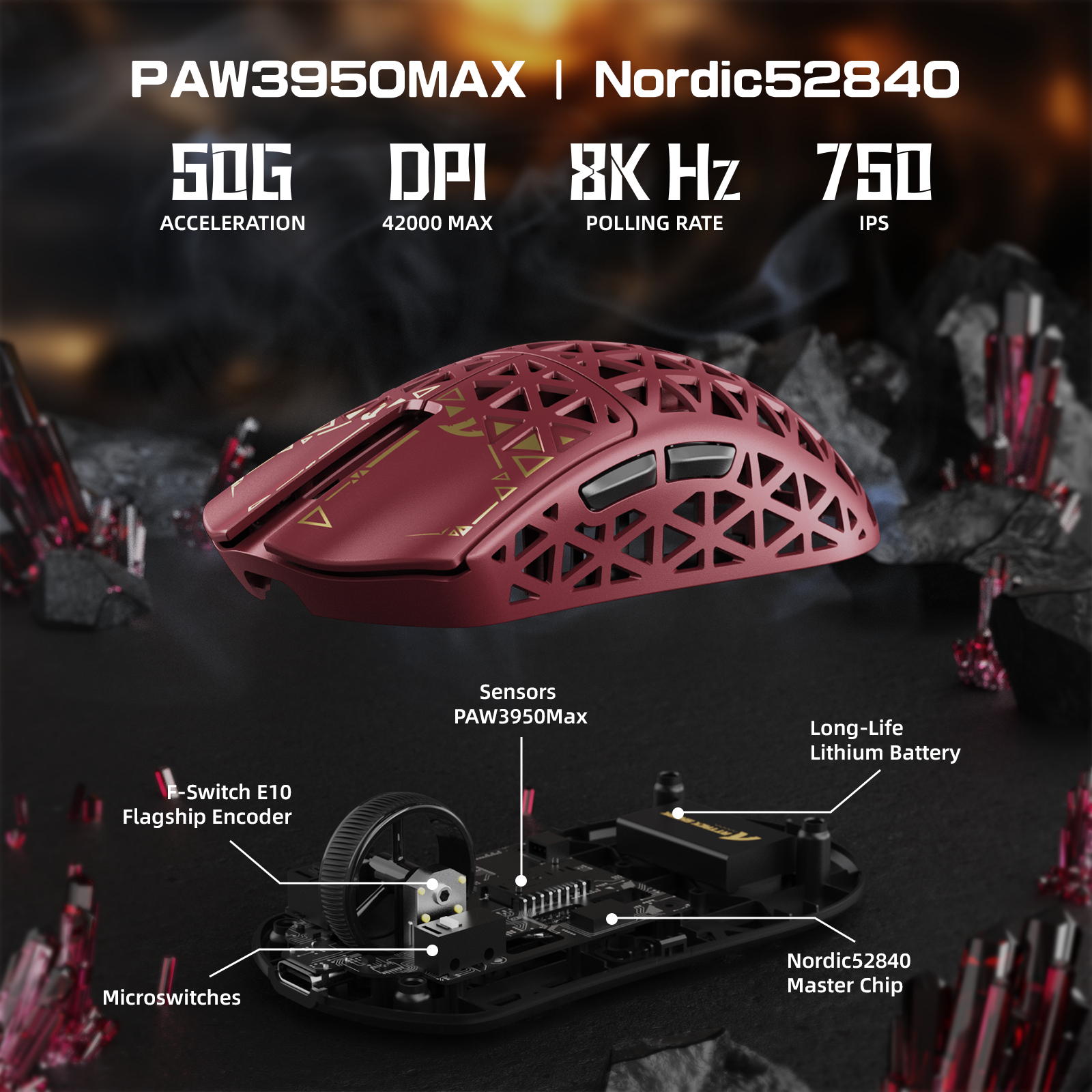 ATTACK SHARK R5 Ultra Carbon Fiber Wireless 8K PAW3950MAX Gaming Mouse