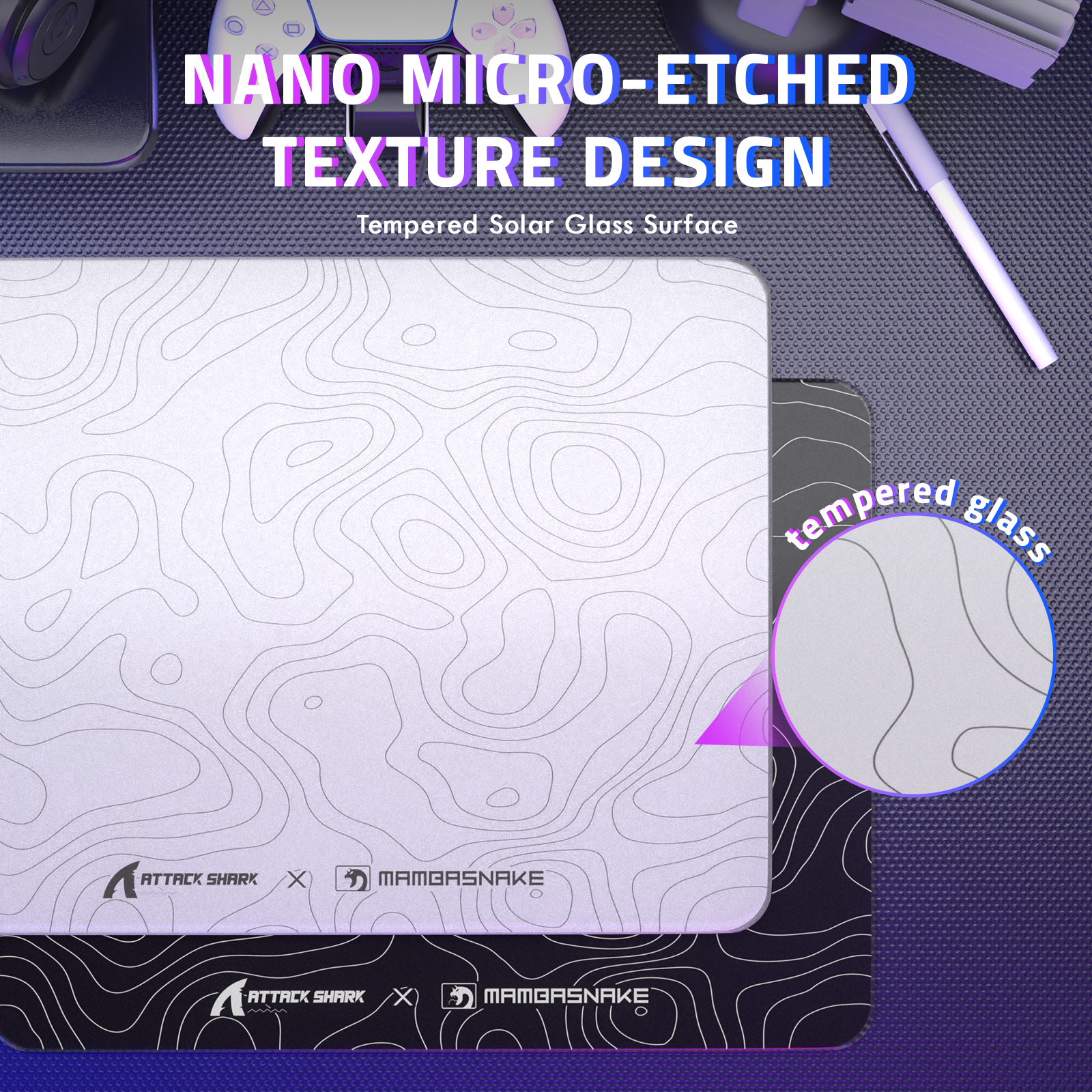 ATTACK SHARK CM05 Tempered Glass Gaming Mouse Pad
