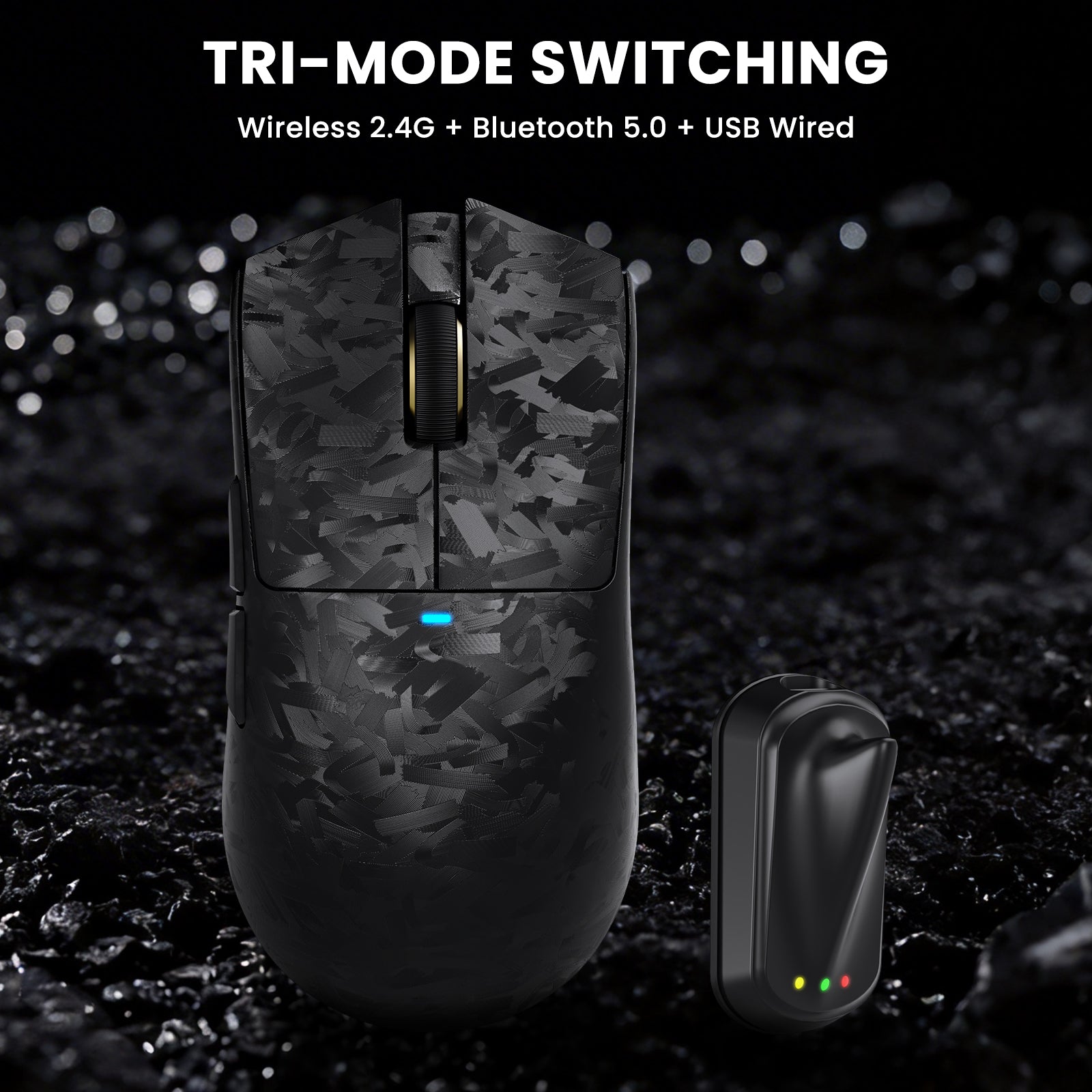 ATTACK SHARK R68 Carbon Fiber Gaming Mouse from Bundle, Tri-Mode Connectivity