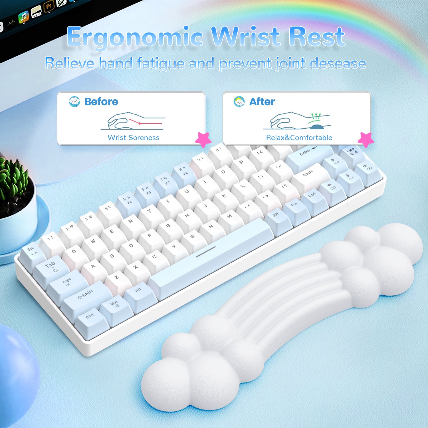 ATTACK SHARK X MAMBASNAKE Rainbow Cloud Keyboard Wrist Rest