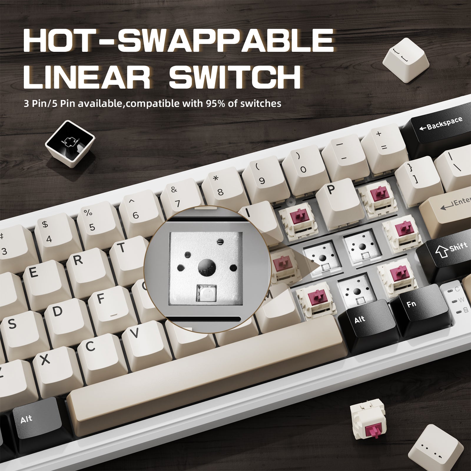 ATTACK SHARK X66 Wireless Mechanical Keyboard with 8K Coiled Cable