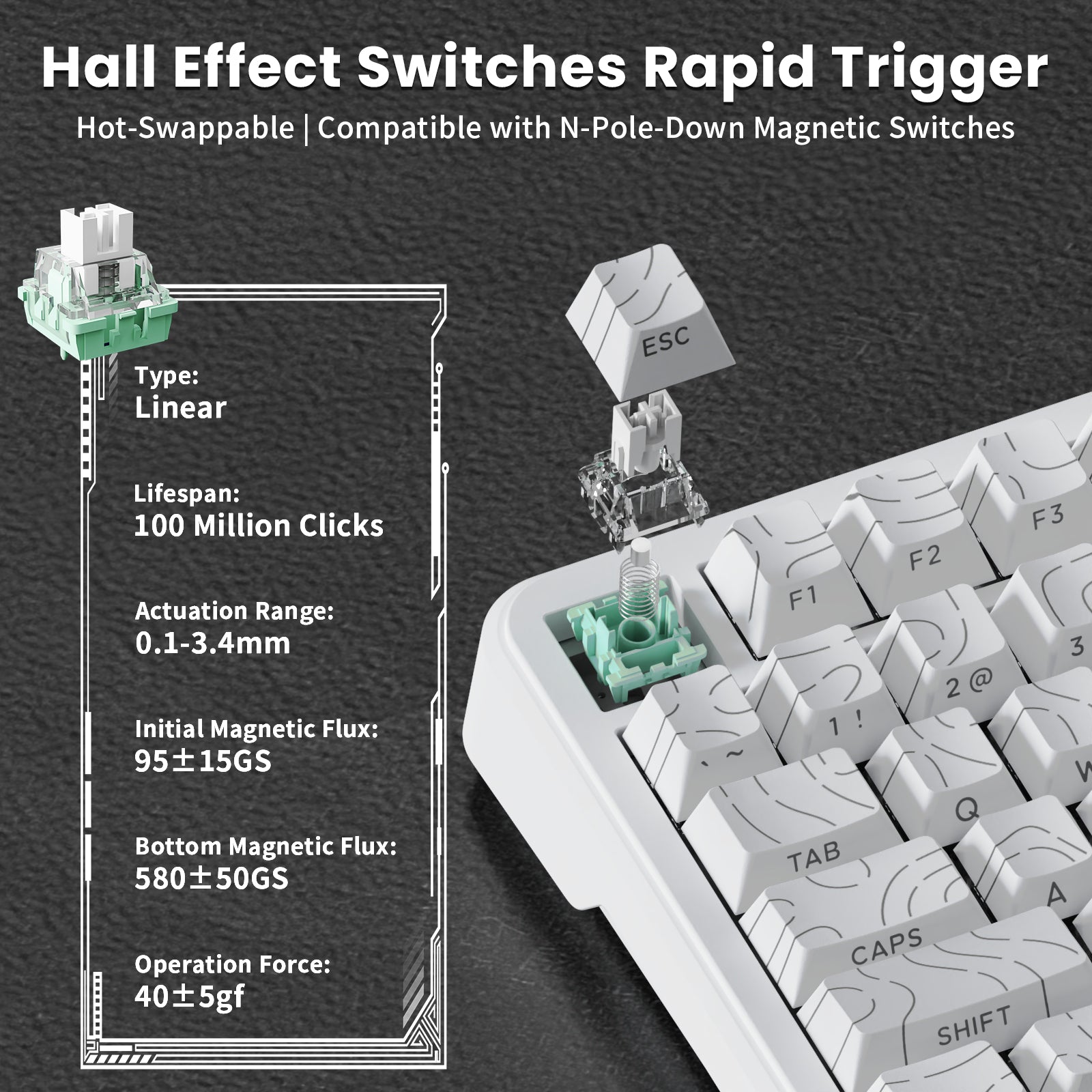 ATTACK SHARK X82PRO HE Magnetic Keyboard With C01Ultra RGB Coiled Cable