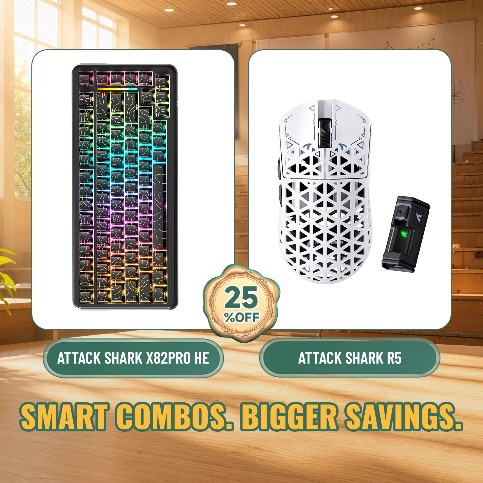 ATTACK SHARK X82 PRO HE Rapid Trigger Keyboard + R5 Carbon Fiber Wireless Gaming Mouse Bundle