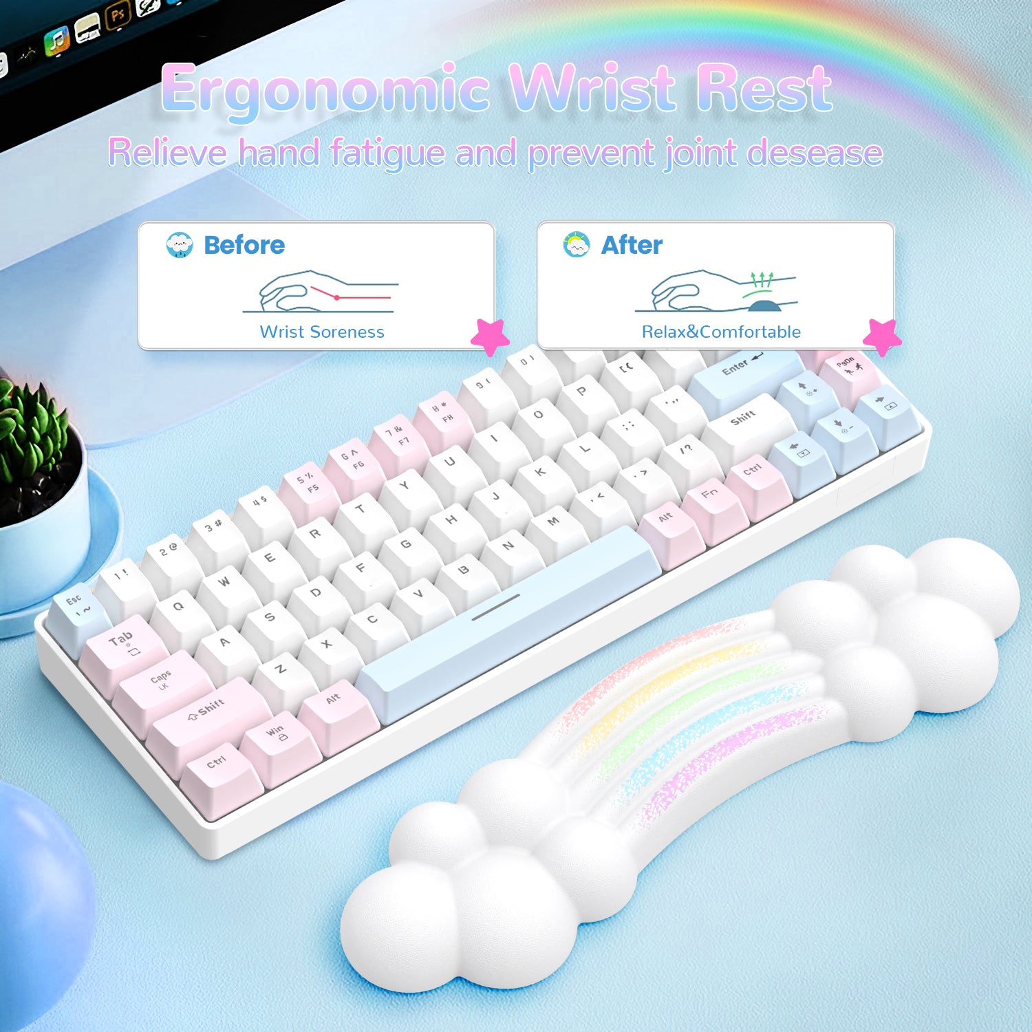 ATTACK SHARK X MAMBASNAKE Rainbow Cloud Keyboard Wrist Rest