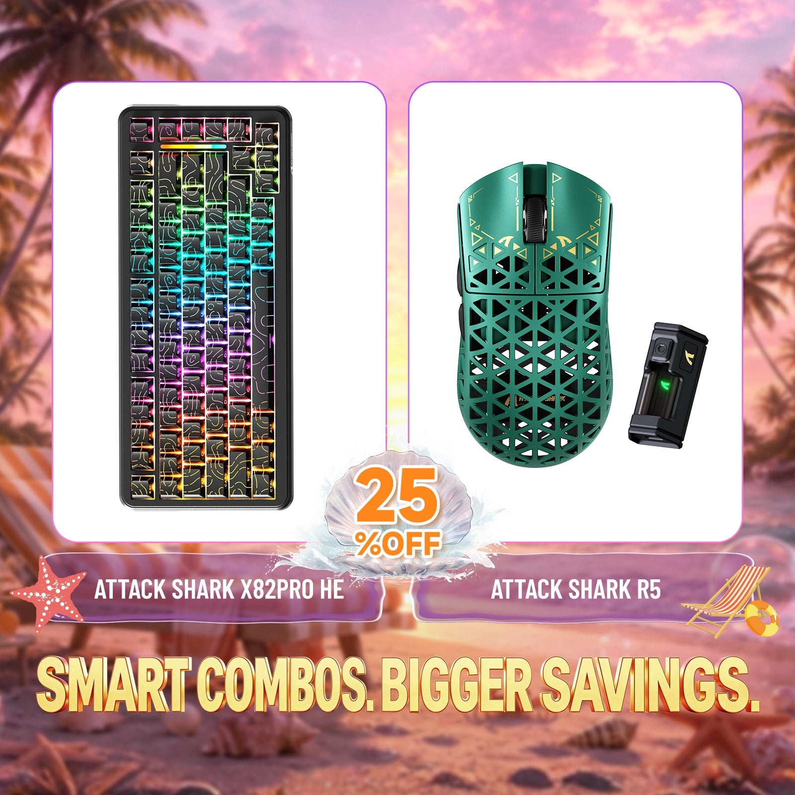 ATTACK SHARK X82PRO HE Rapid Trigger Keyboard + R5 Carbon Fiber Wireless Gaming Mouse Bundle