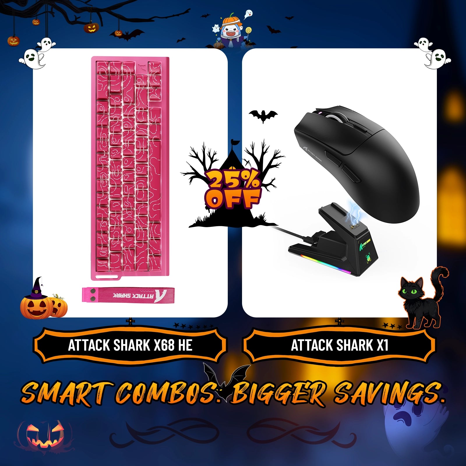 ATTACK SHARK X68HE Rapid Trigger Keyboard + X1 Wireless Gaming Mouse Bundle