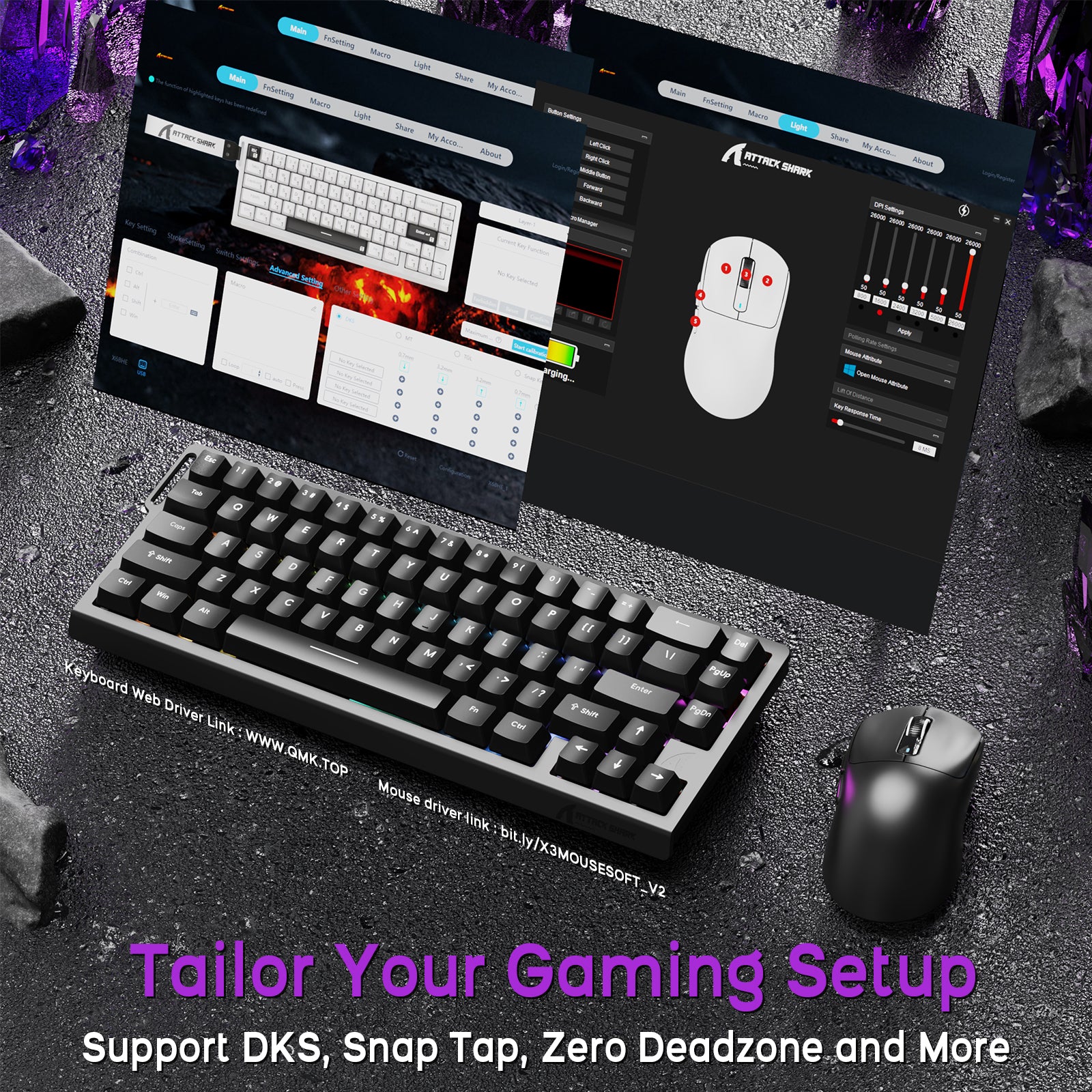 ATTACK SHARK X68HE Magnetic Keyboard With X3 Gaming Mouse Set